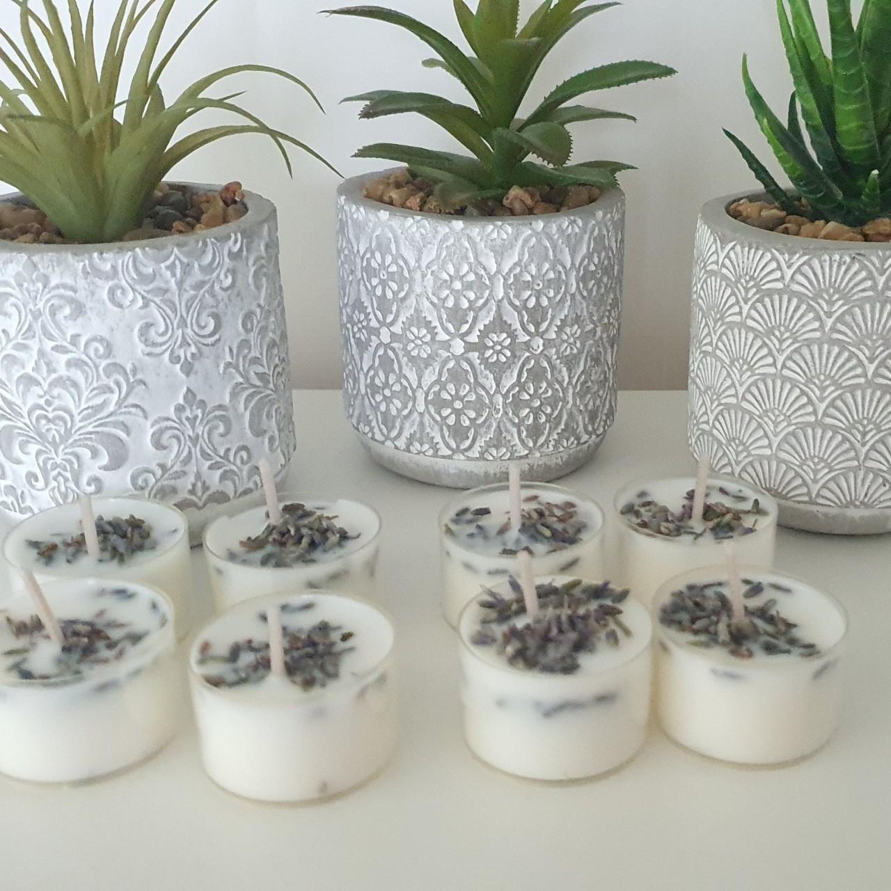 Lavender, Chamomile and Vanilla Scented Tealight Candles, Botanical Infused, 24 Pack