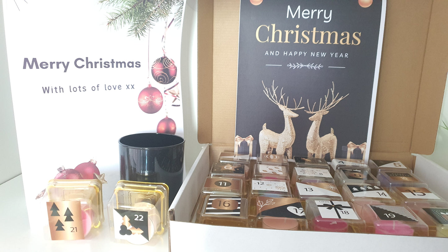 24-Day Advent Calendar Christmas Candles Scented Tea Lights, Luxury or Christmas Scents