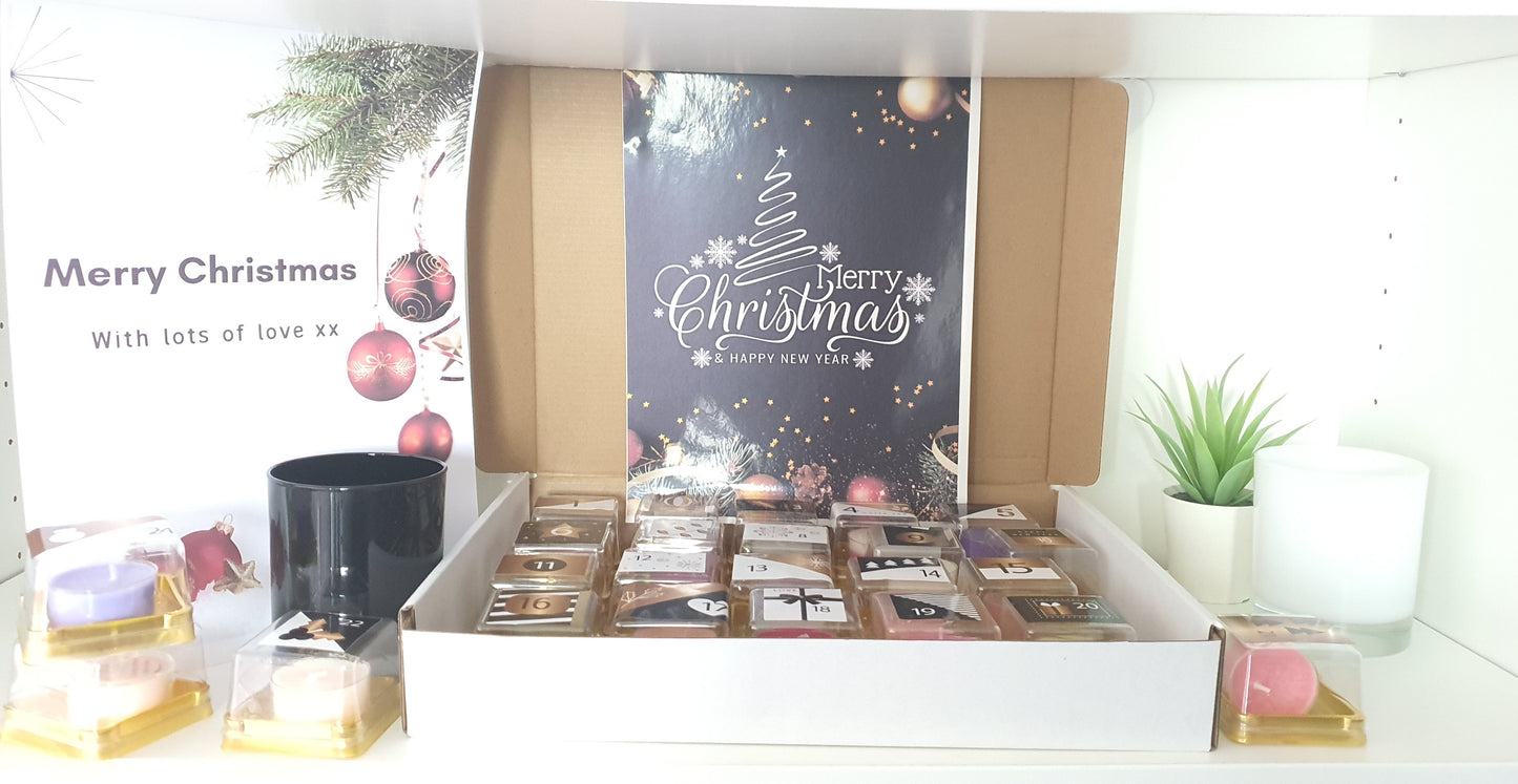 24-Day Advent Calendar Christmas Candles Scented Tea Lights, Luxury or Christmas Scents