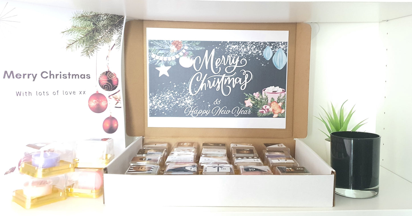 24-Day Advent Calendar Christmas Candles Scented Tea Lights, Luxury or Christmas Scents