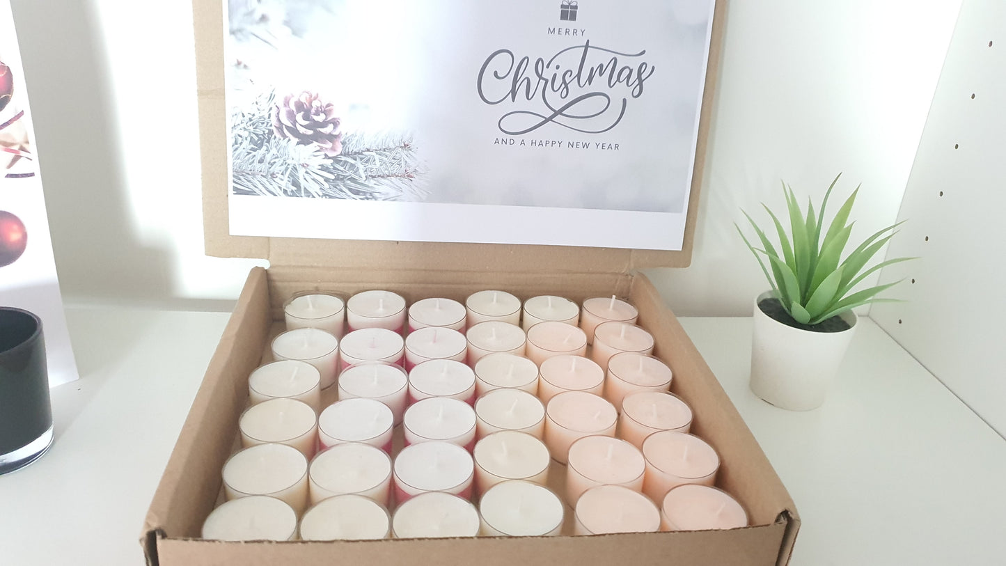 36 Christmas Scented Tealight Candles, Scented Colourful Tealight Candles for Christmas
