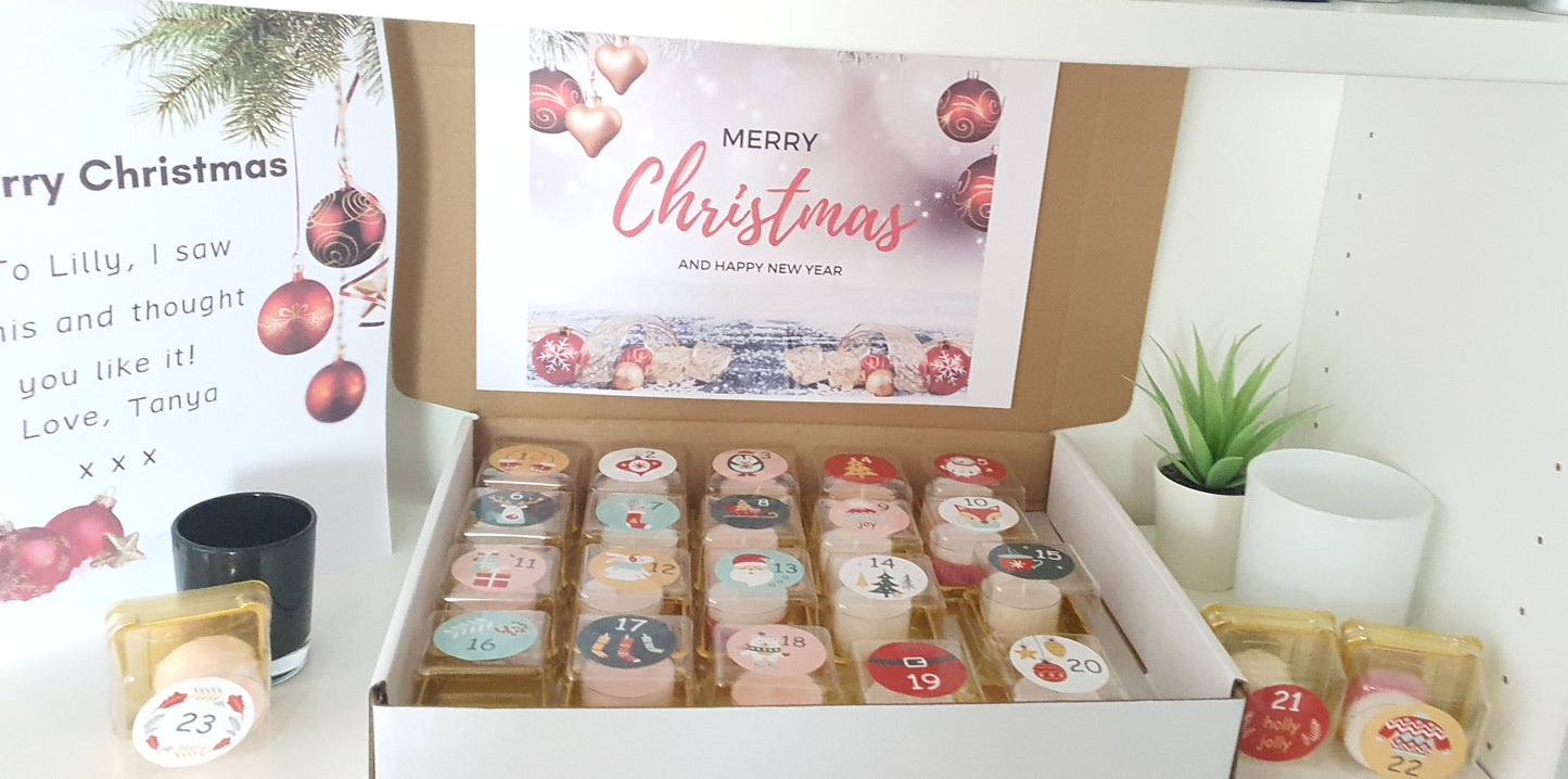 24 Day Christmas Advent Tea Light Candles - Cocktail Scented