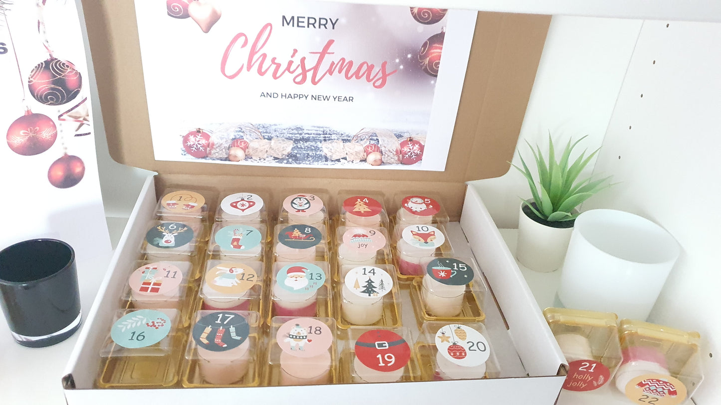 24 Day Christmas Advent Tea Light Candles - Cocktail Scented