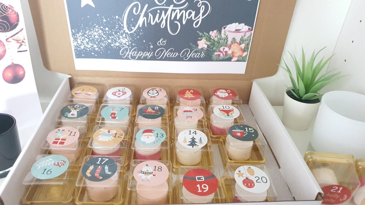 24 Day Christmas Advent Tea Light Candles - Cocktail Scented