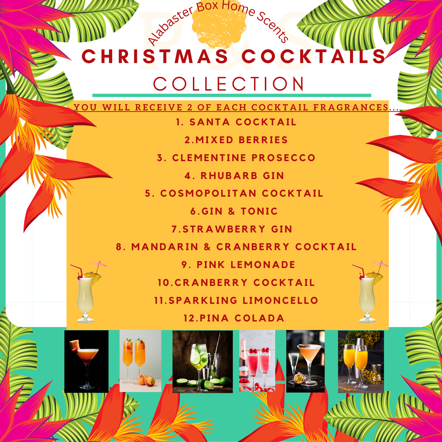 24 Day Christmas Advent Tea Light Candles - Cocktail Scented