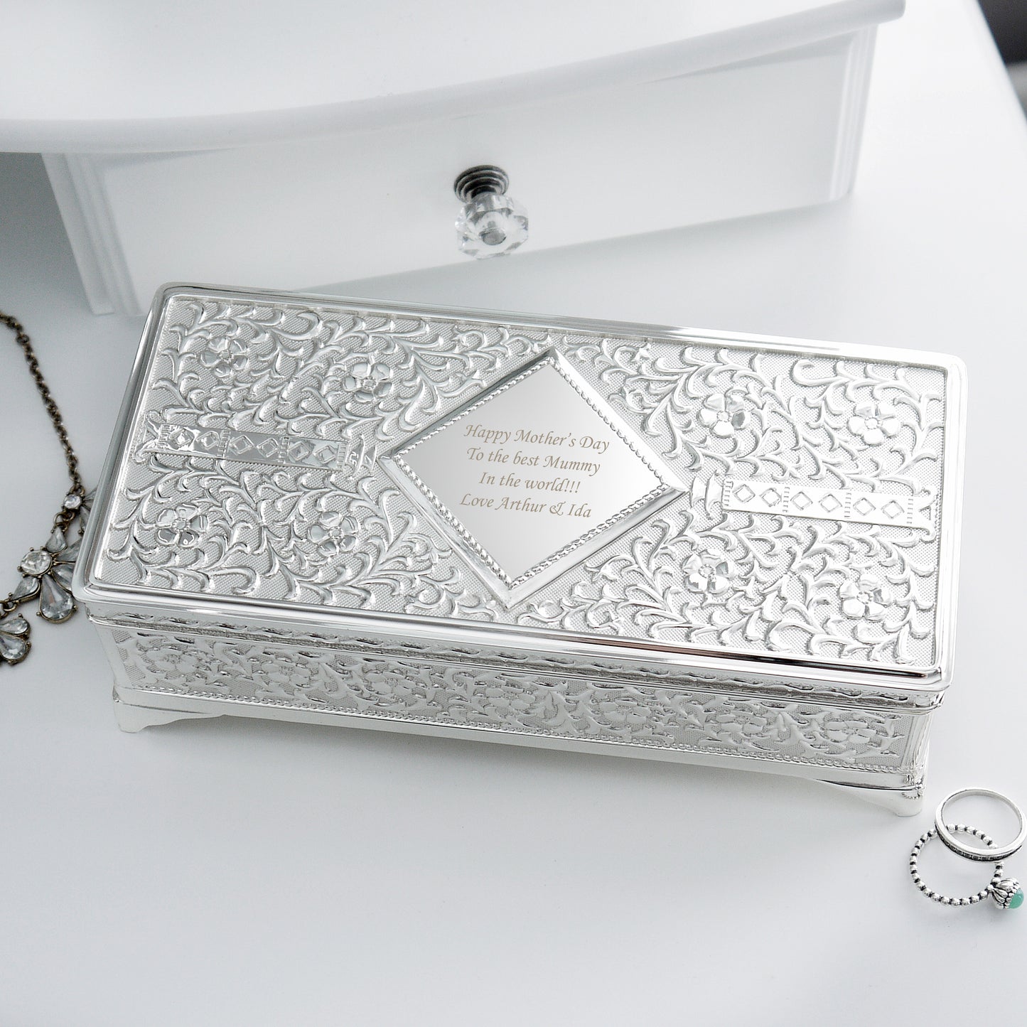 Antique Silver Plated Jewellery Box