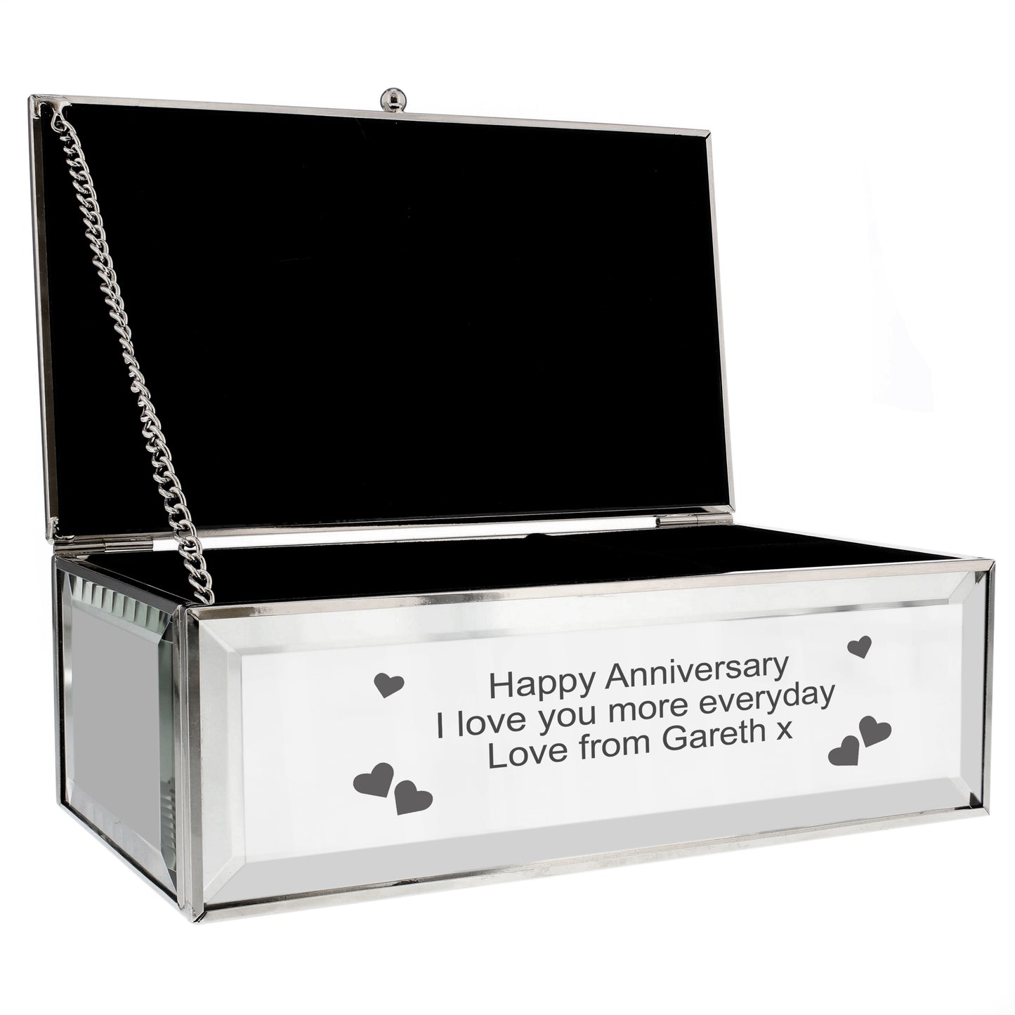 Hearts Mirrored Jewellery Box