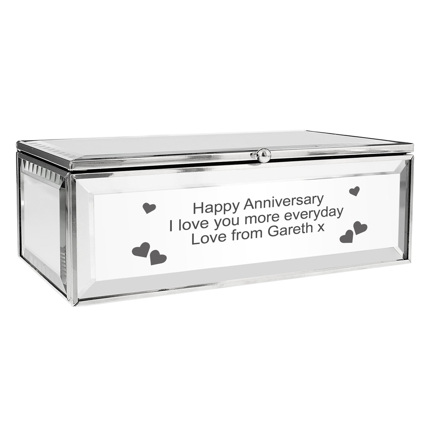 Hearts Mirrored Jewellery Box