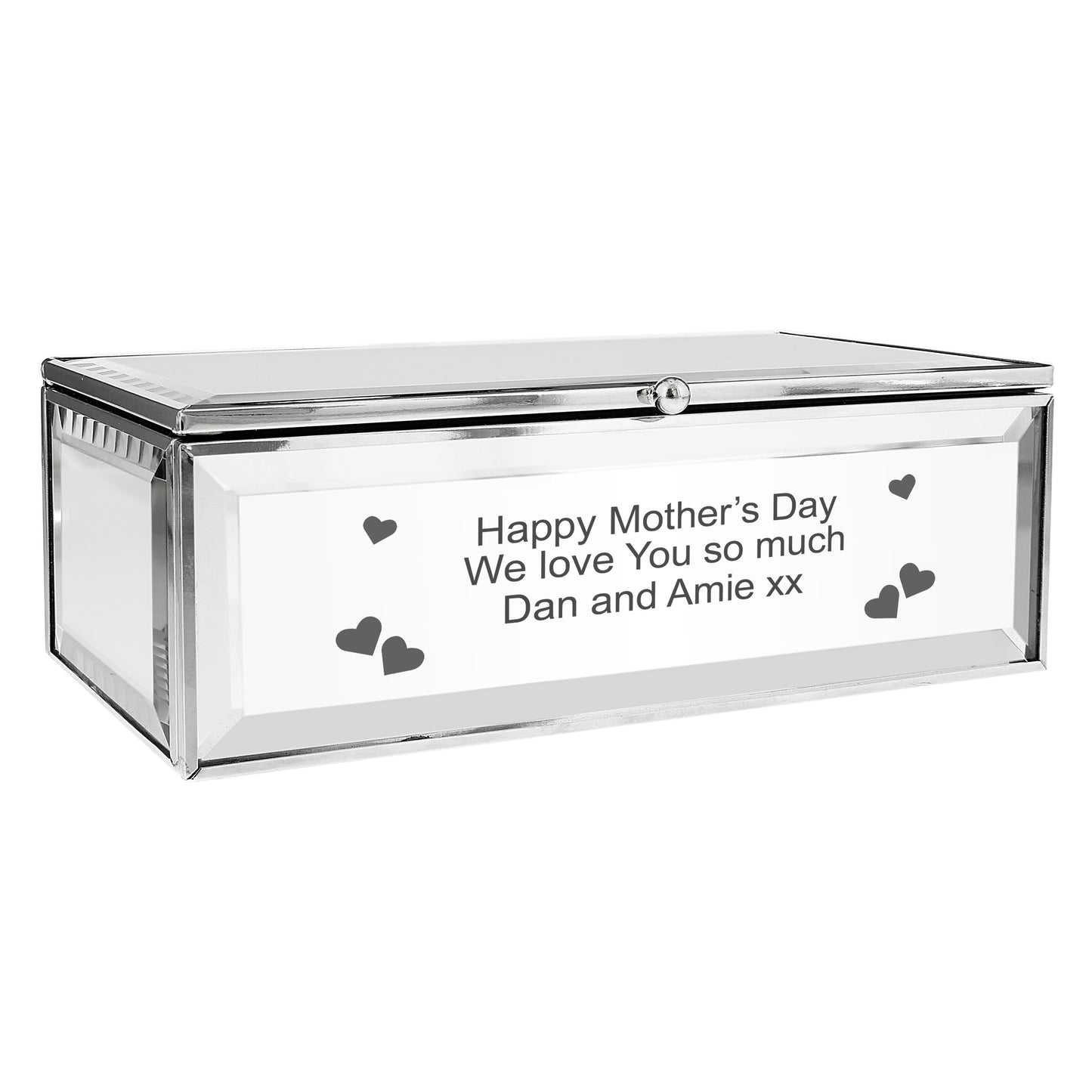 Hearts Mirrored Jewellery Box