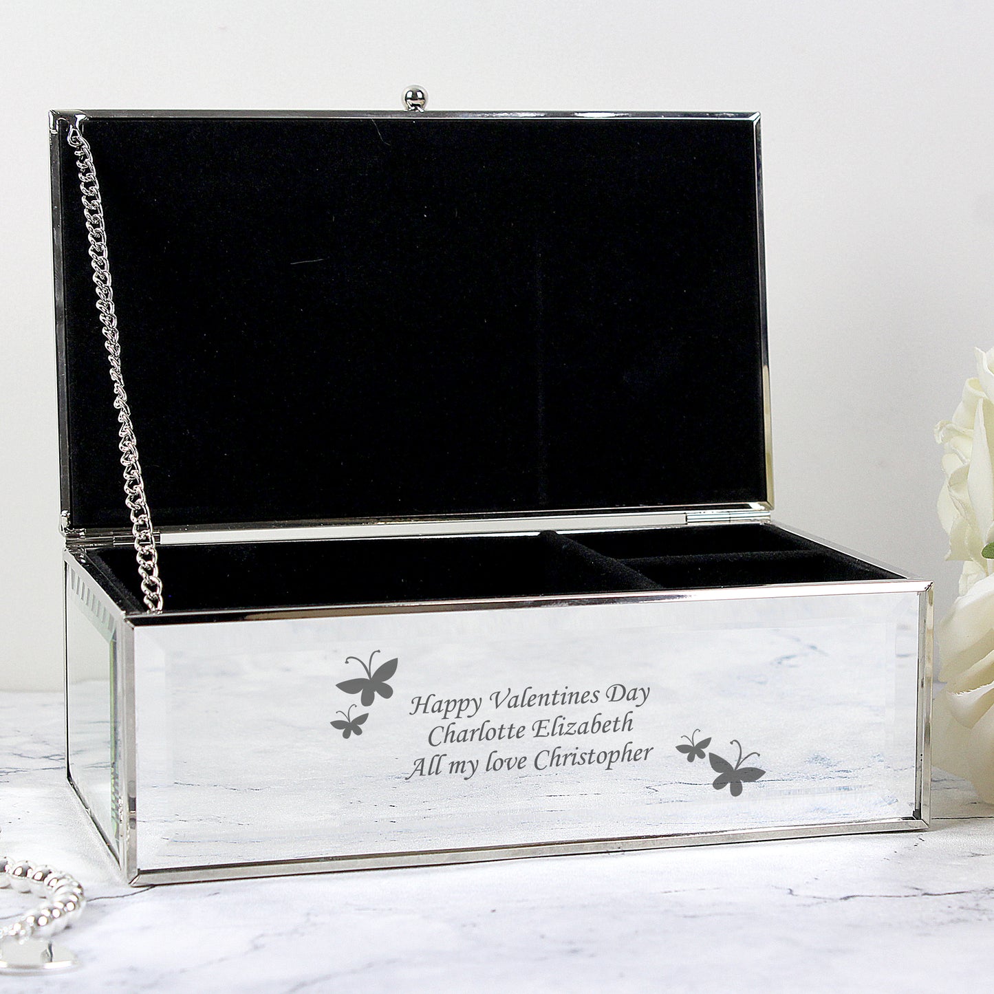 Butterflies Mirrored Jewellery Box