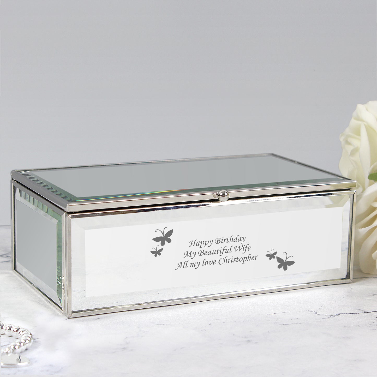Butterflies Mirrored Jewellery Box