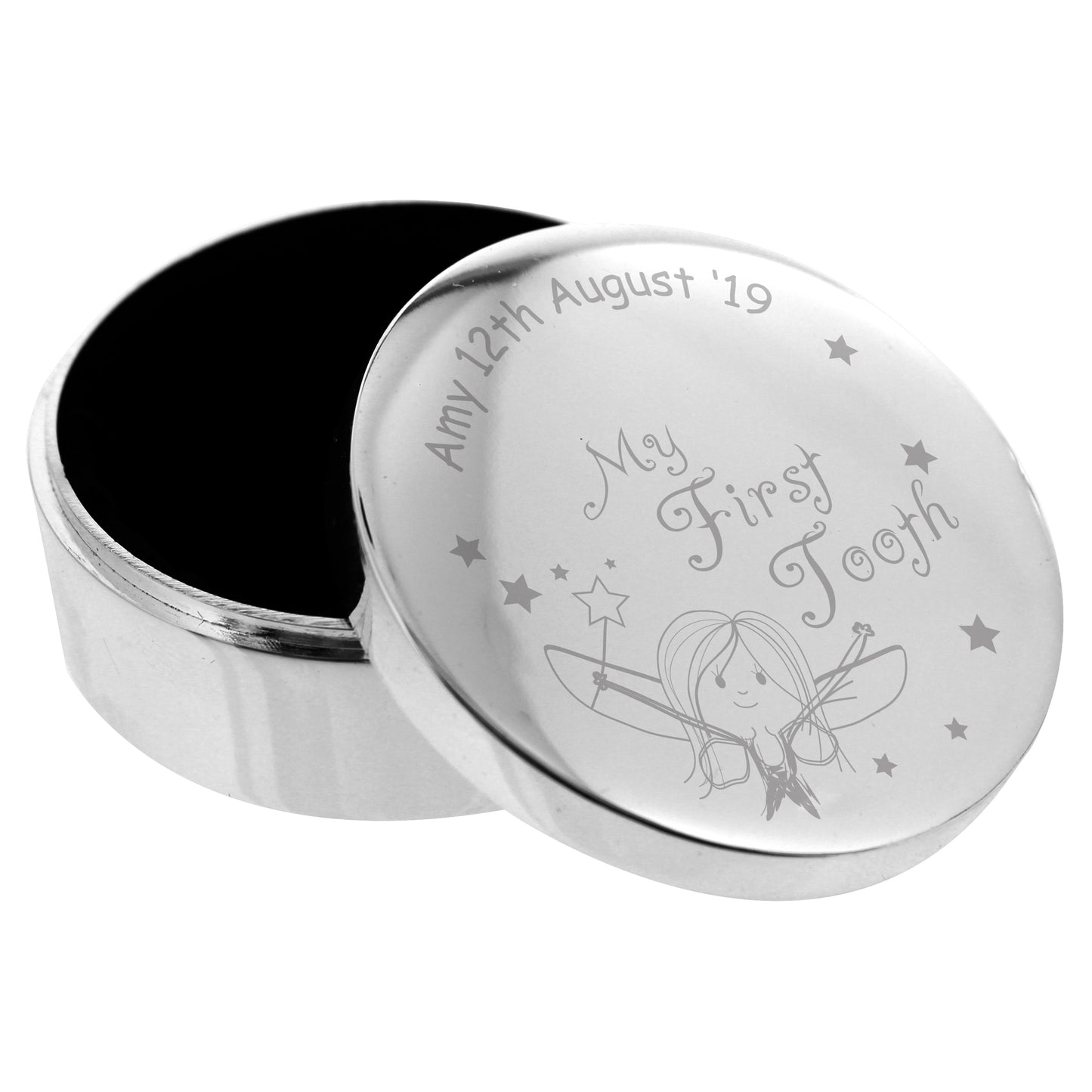 Personalise Fairy Silver 1st Tooth Trinket Box