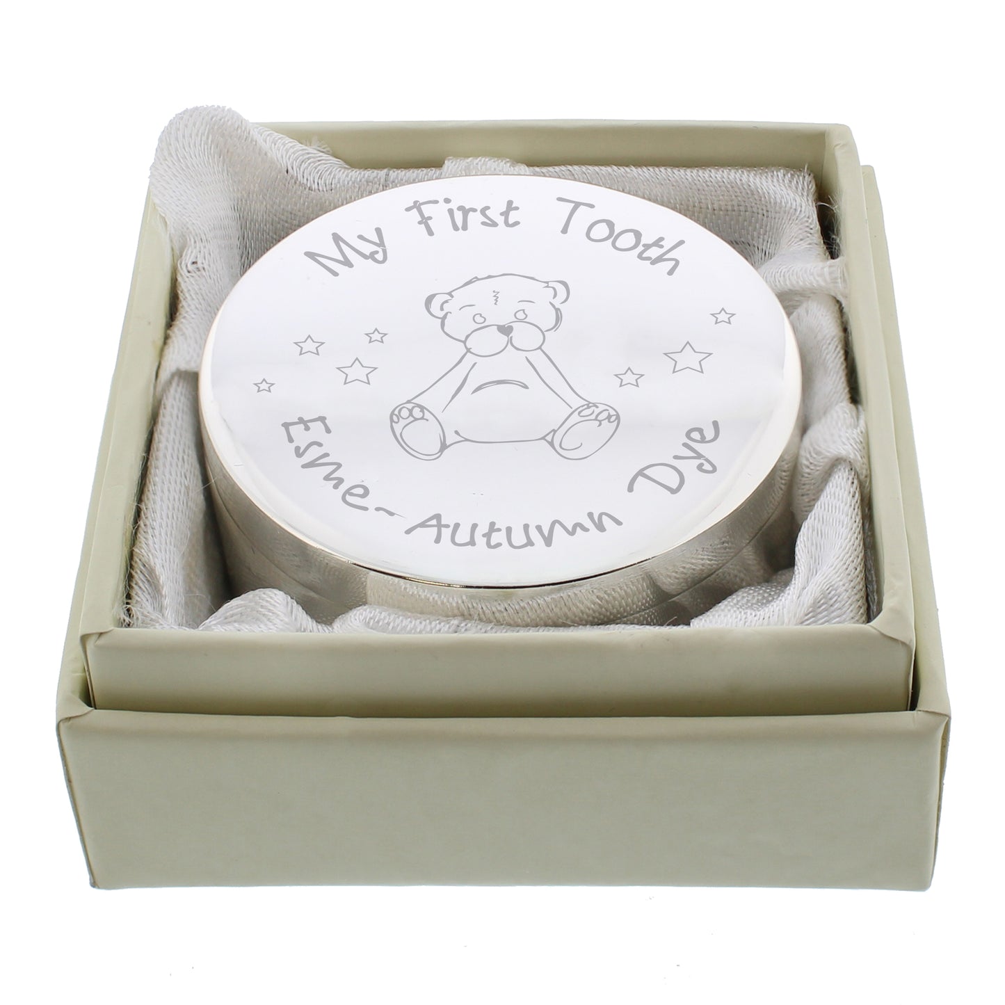 Personalised 1st Tooth Silver Trinket Box Gift for Baby Boy Girl Gift