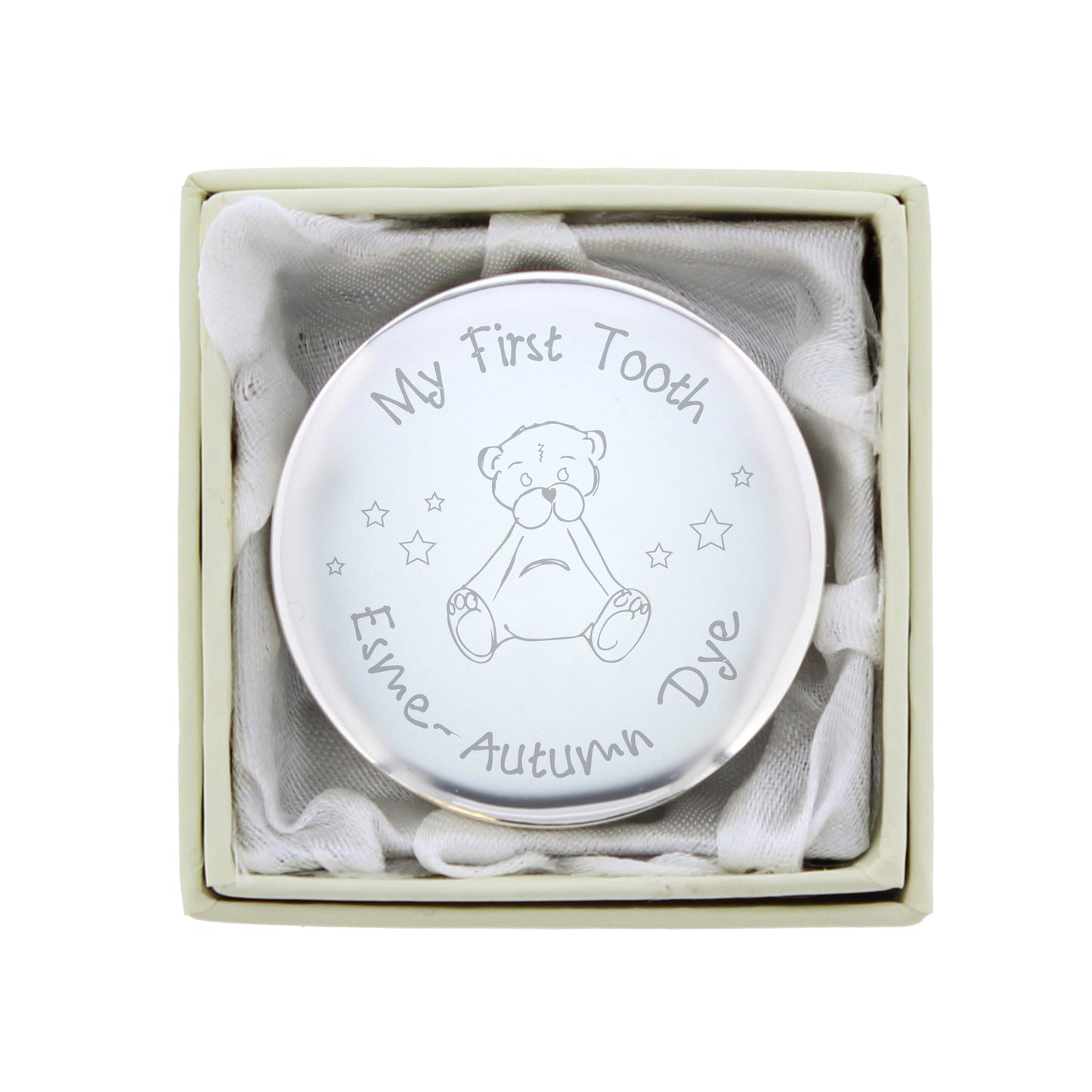 Personalised 1st Tooth Silver Trinket Box Gift for Baby Boy Girl Gift