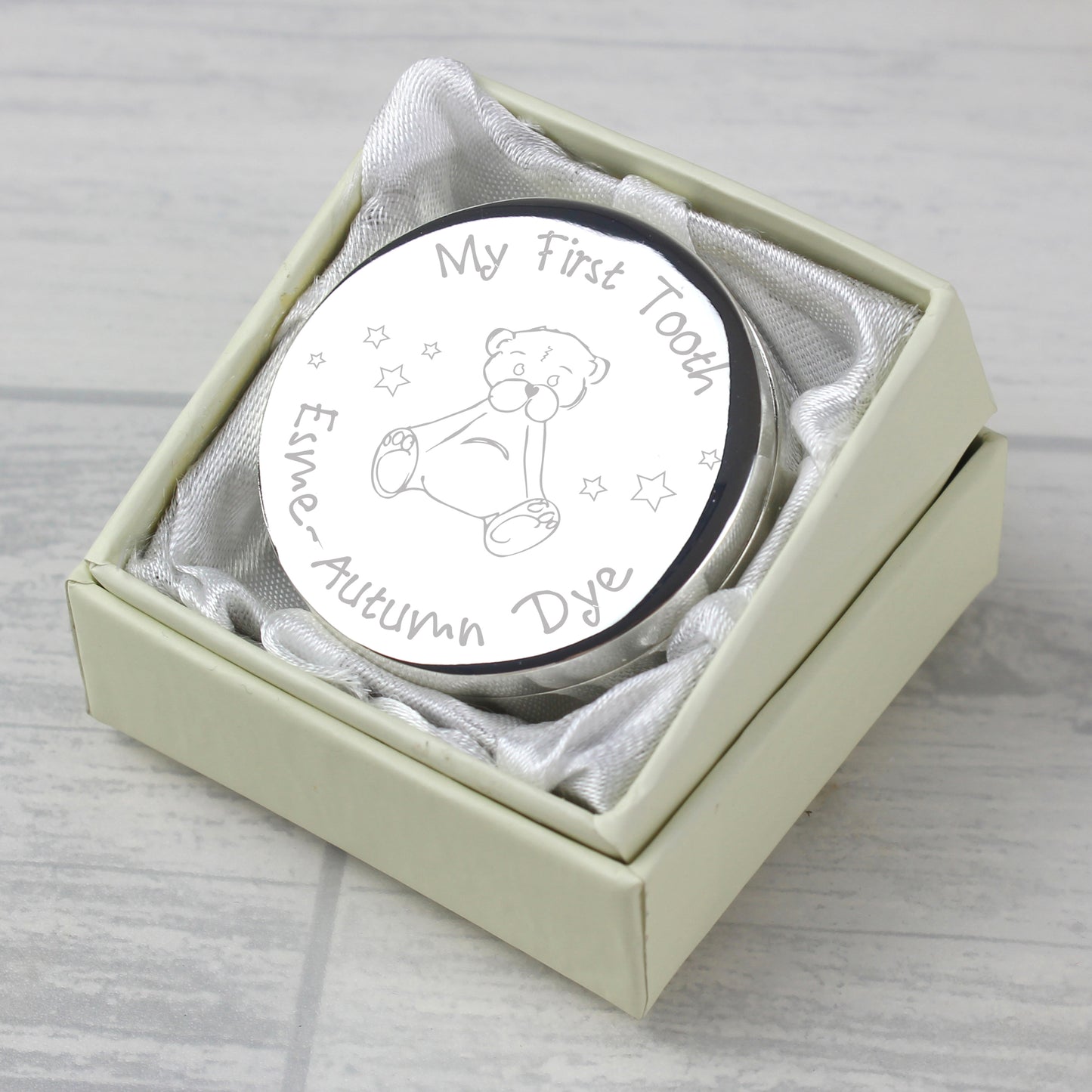 Personalised 1st Tooth Silver Trinket Box Gift for Baby Boy Girl Gift