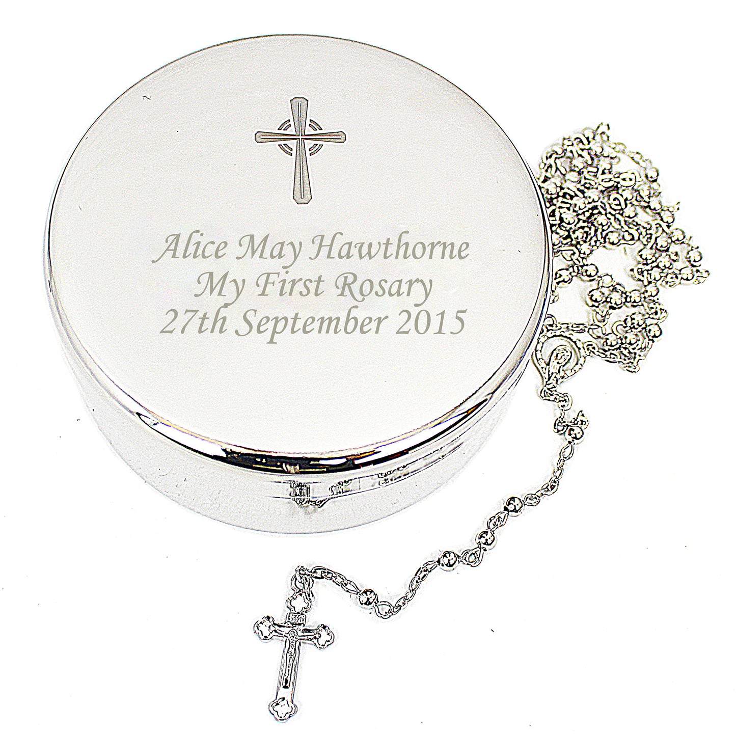Rosary Beads and Cross Round Trinket