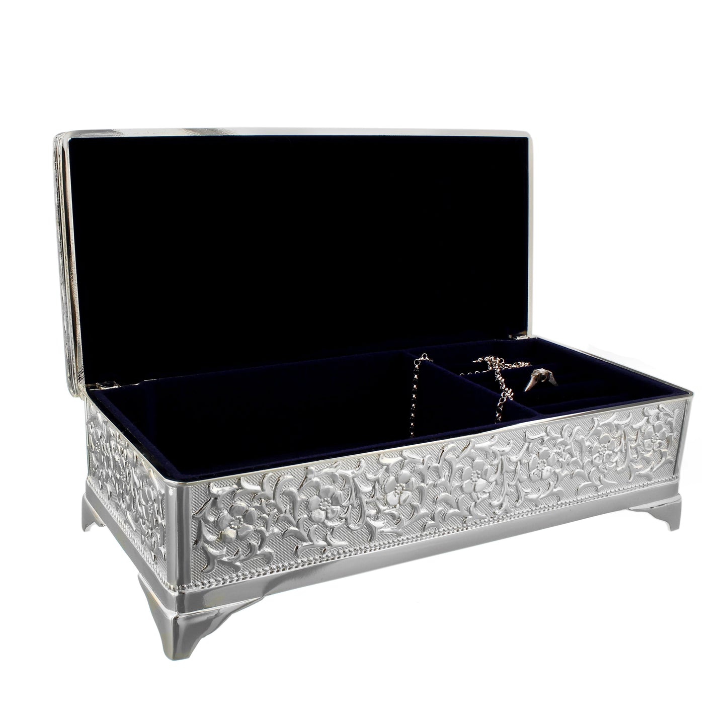 Swirls & Hearts Antique Silver Plated Jewellery Box