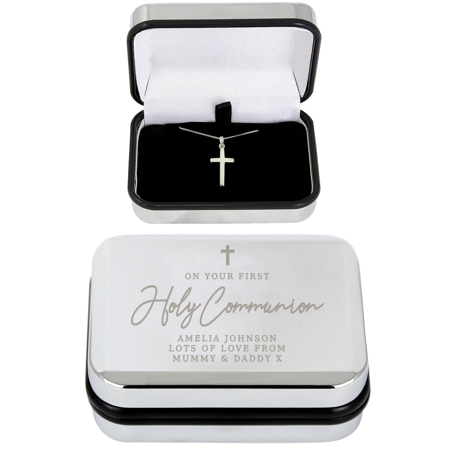 First Holy Communion Box & Cross Necklace Set