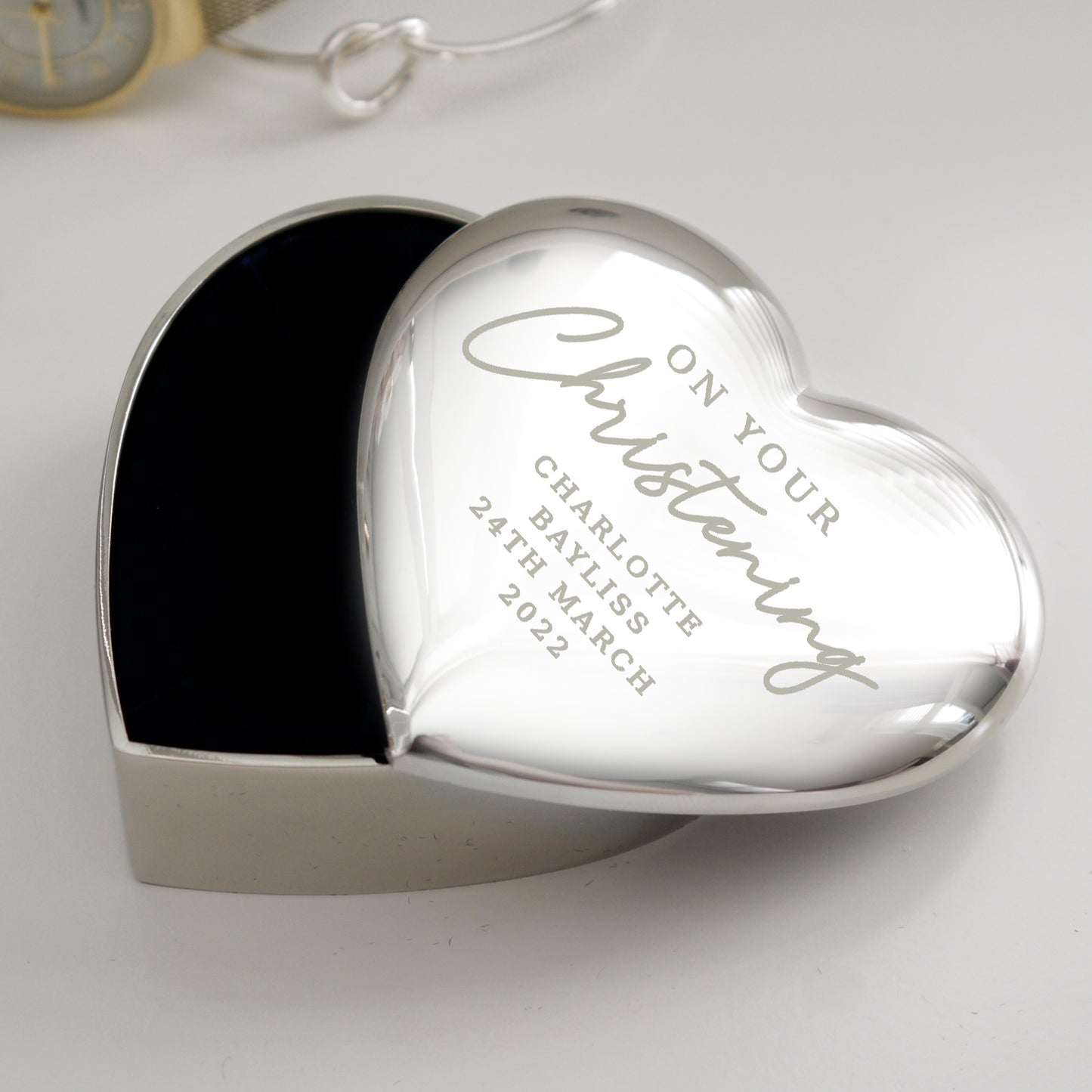 Christening Heart Trinket Box