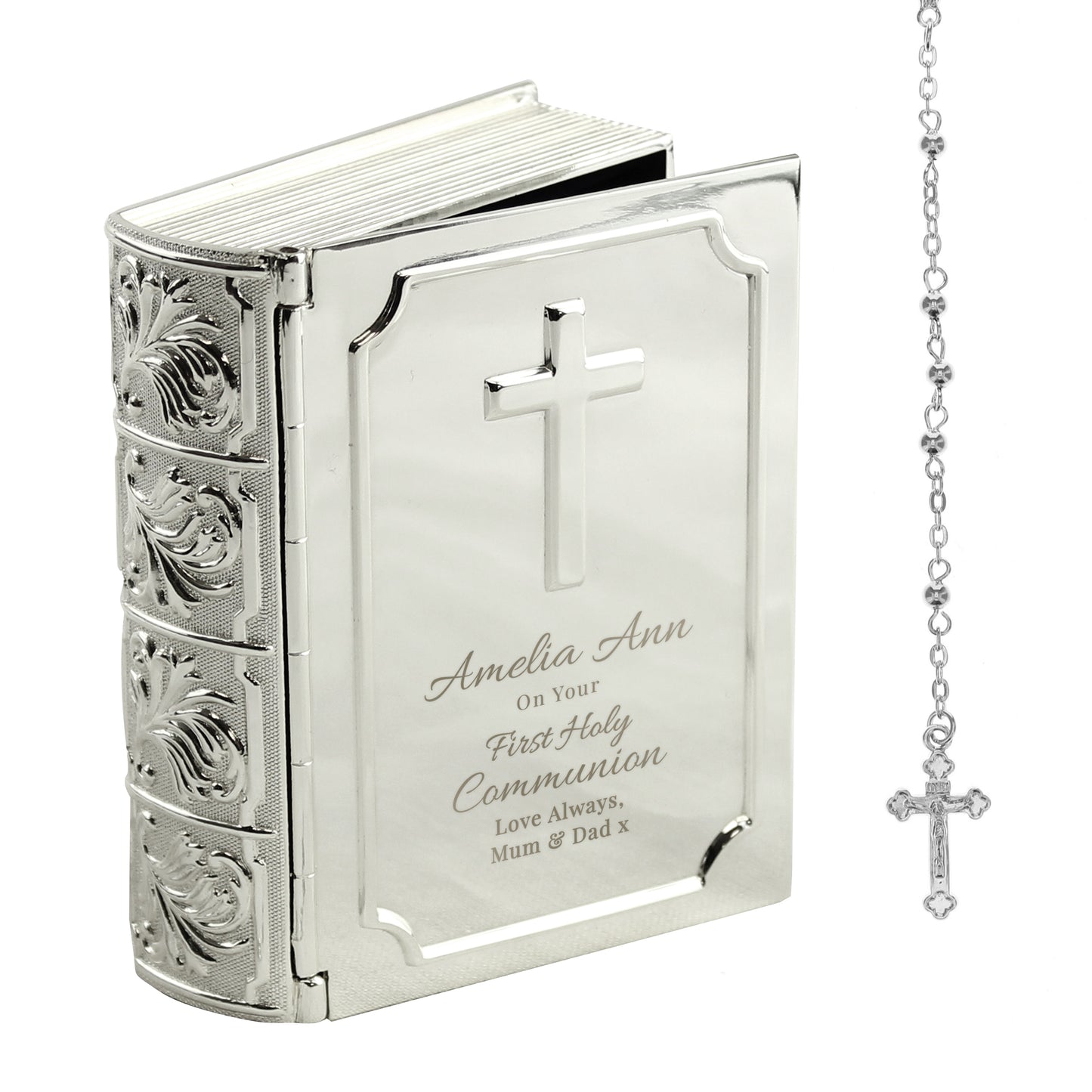 First Holy Communion Bible Trinket Box with Rosary Beads