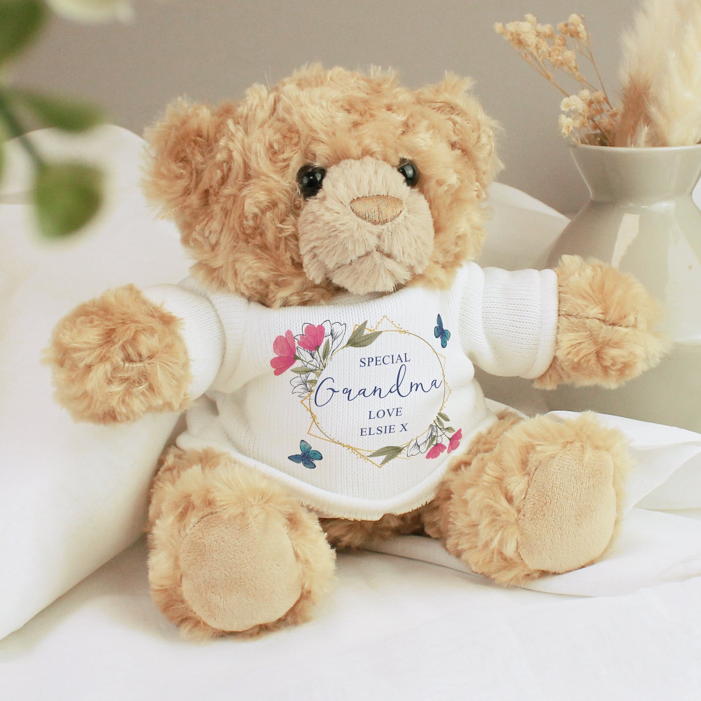 Geometric Floral Teddy Bear