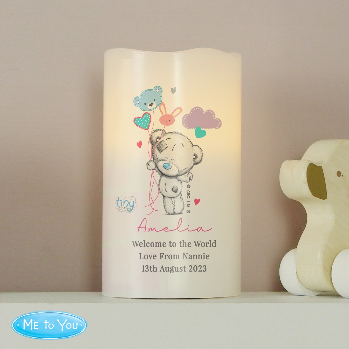 Tiny Tatty Teddy Dream Big Pink Nightlight LED Candle