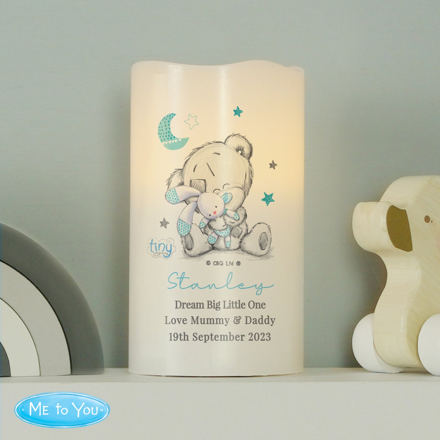 Tiny Tatty Teddy Blue Nightlight LED Candle