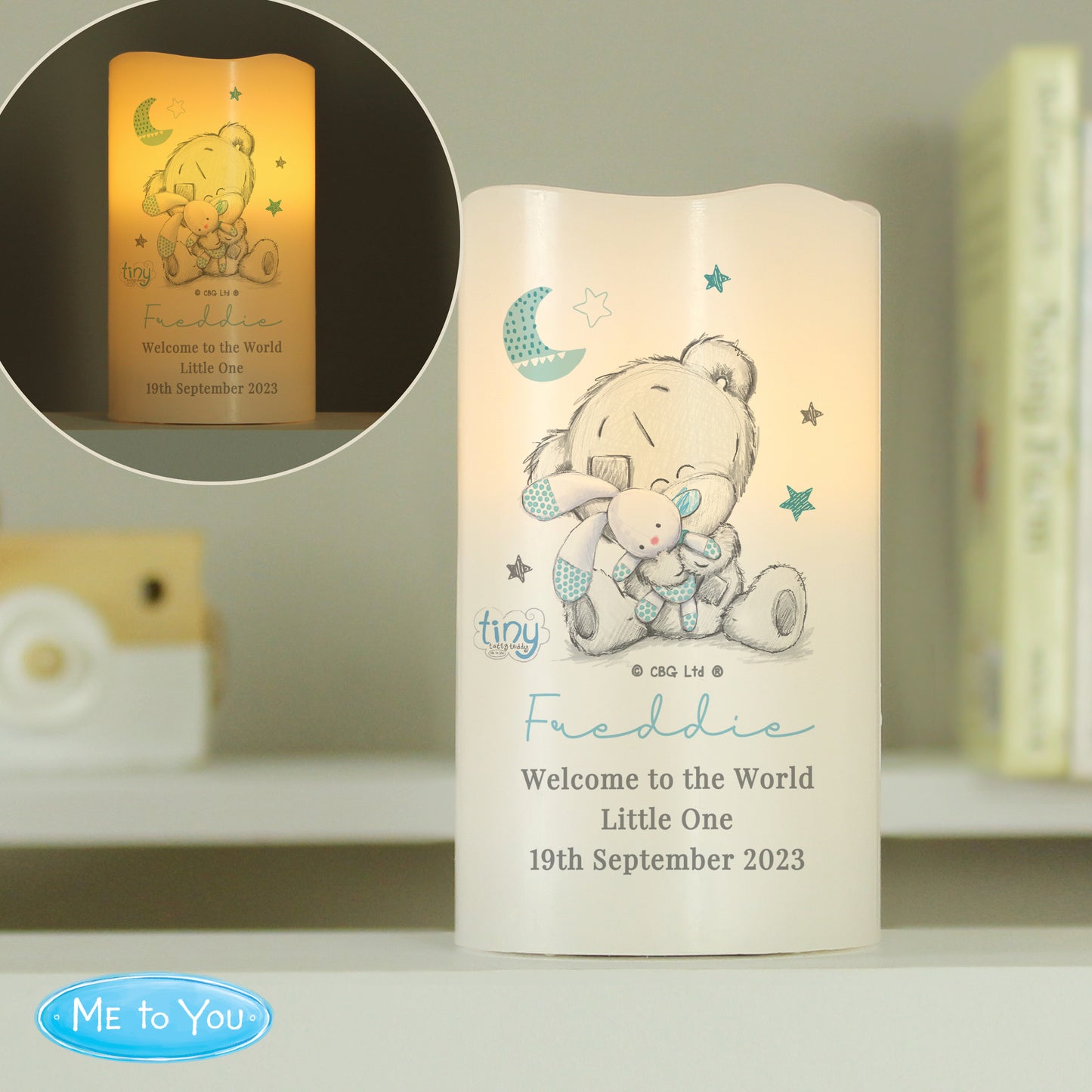 Tiny Tatty Teddy Blue Nightlight LED Candle