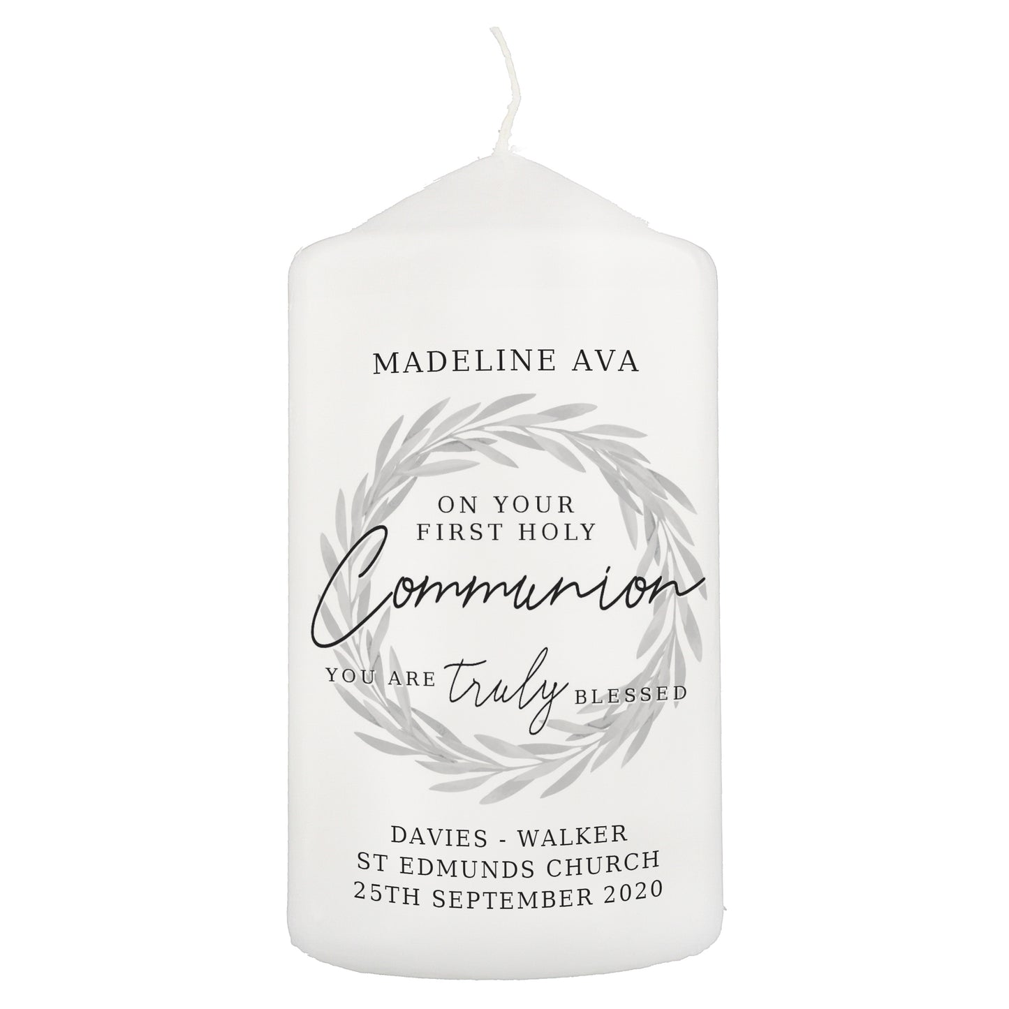 'Truly Blessed' First Holy Communion Pillar Candle