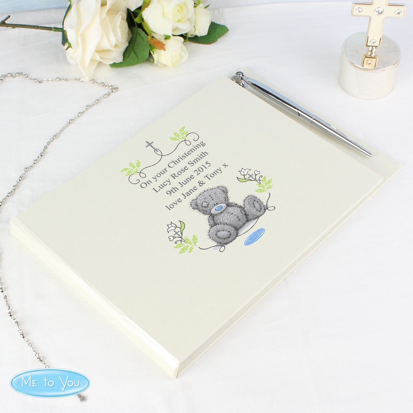 Religious Cross Hardback Guest Book & Pen