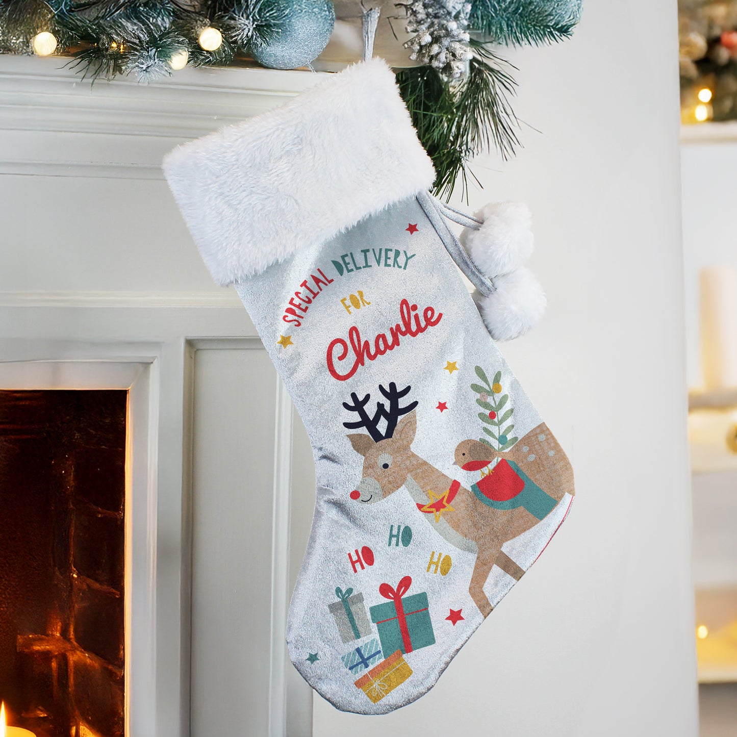 Children's Christmas Stocking - Cute Reindeer Design