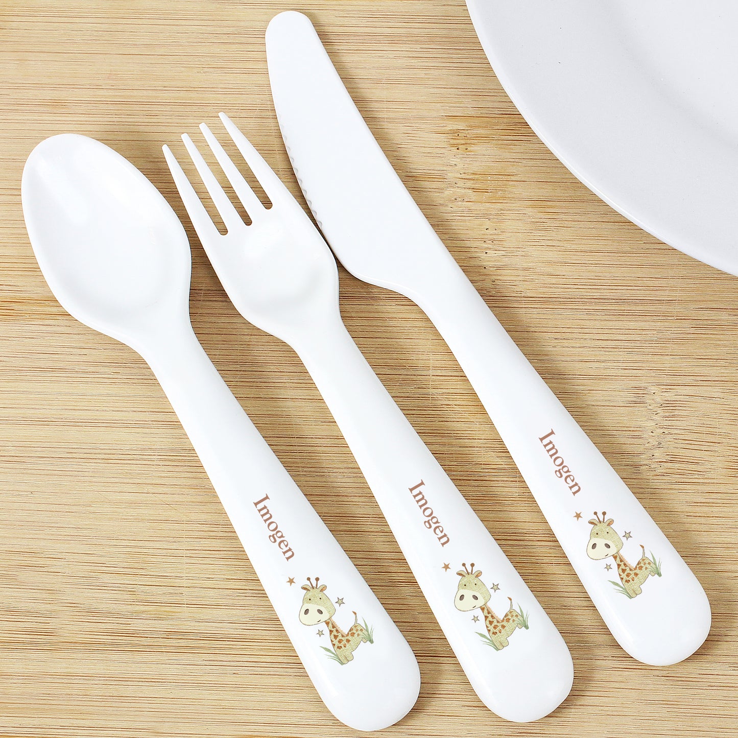 Giraffe 3 Piece Plastic Cutlery Set