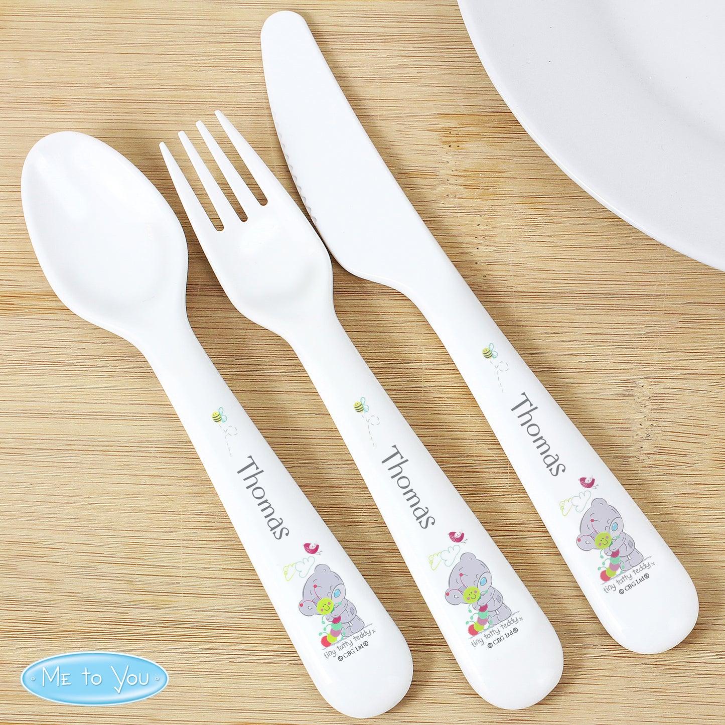 Tiny Tatty Teddy Cuddle Bug 3 Piece Plastic Cutlery Set