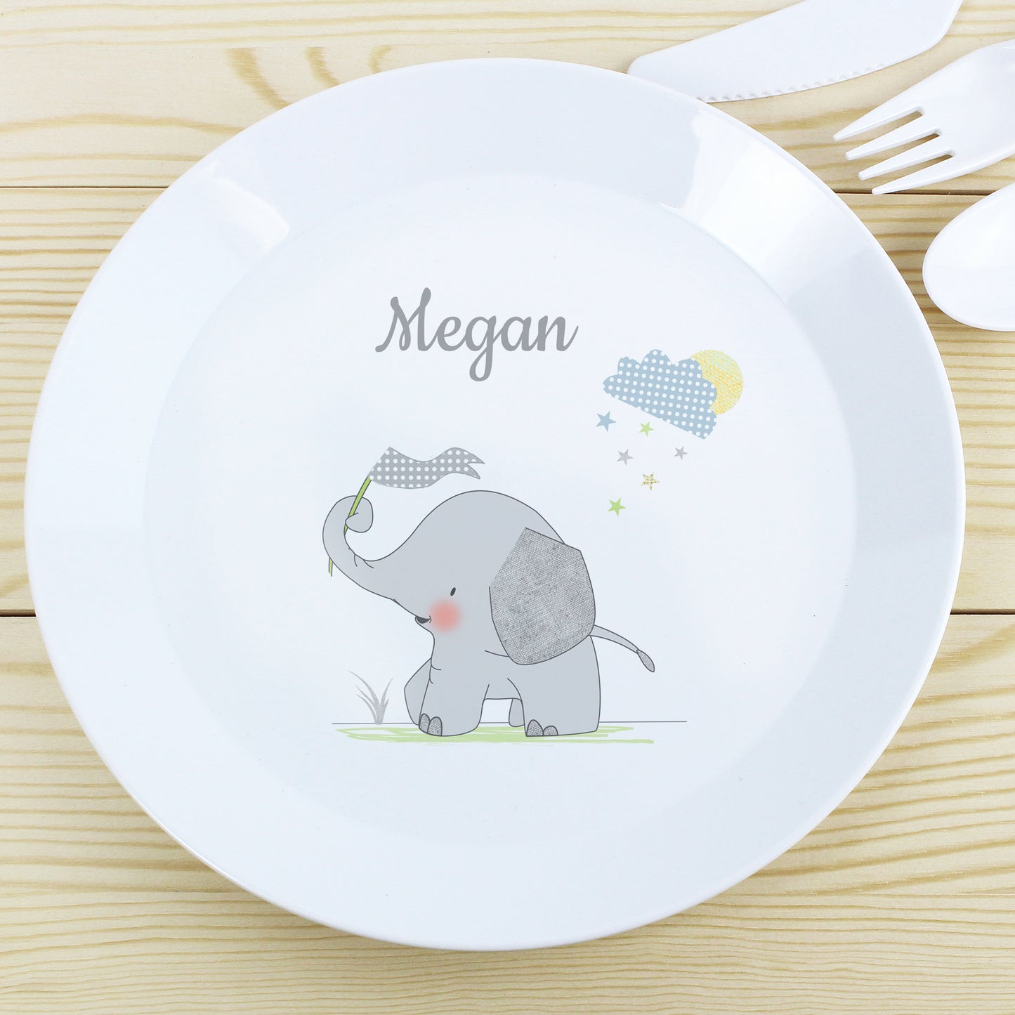6PC Elephant Plastic Breakfast & Dinner Set - BPA Free