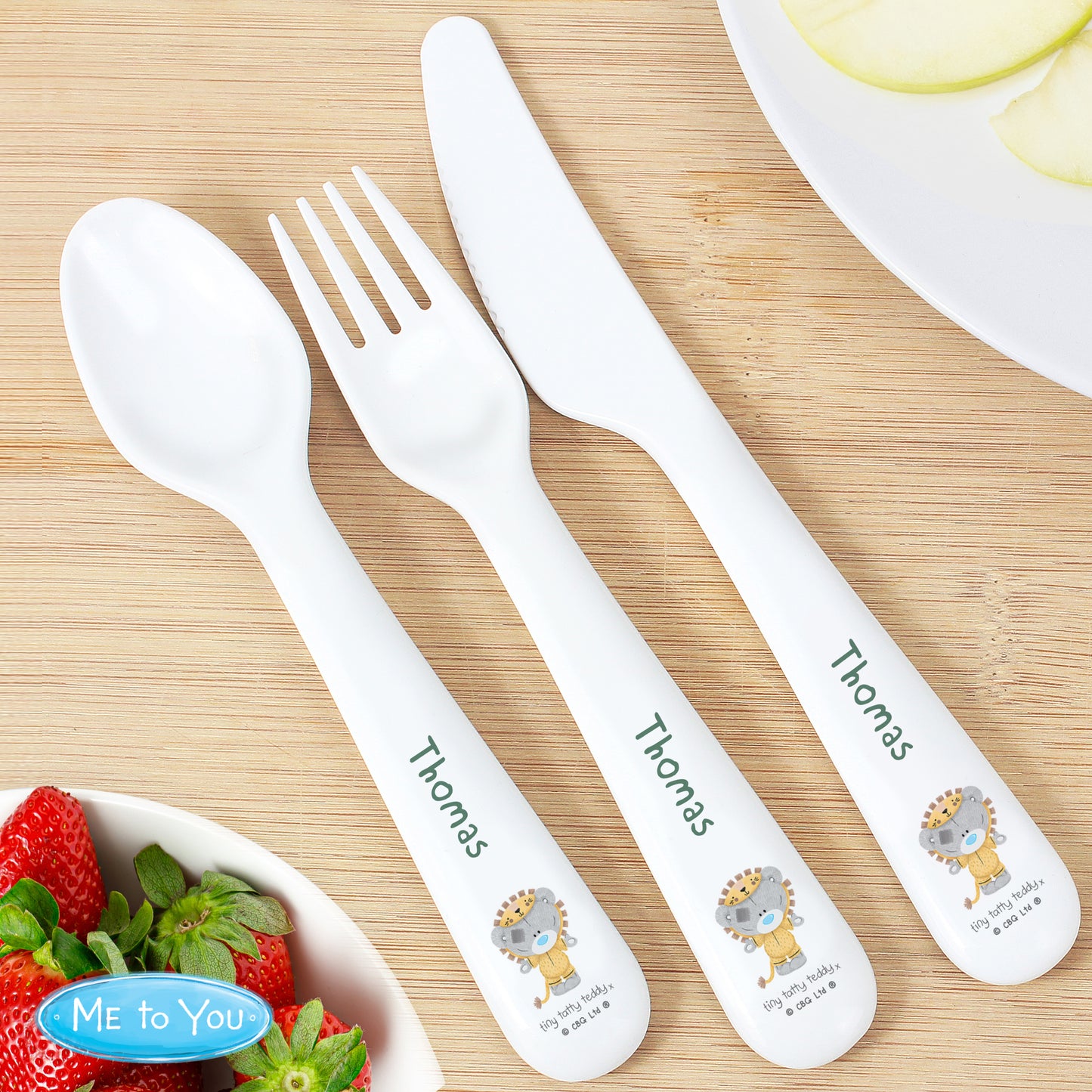 Teddy Jungle Animals Plastic 3 Piece Cutlery Set
