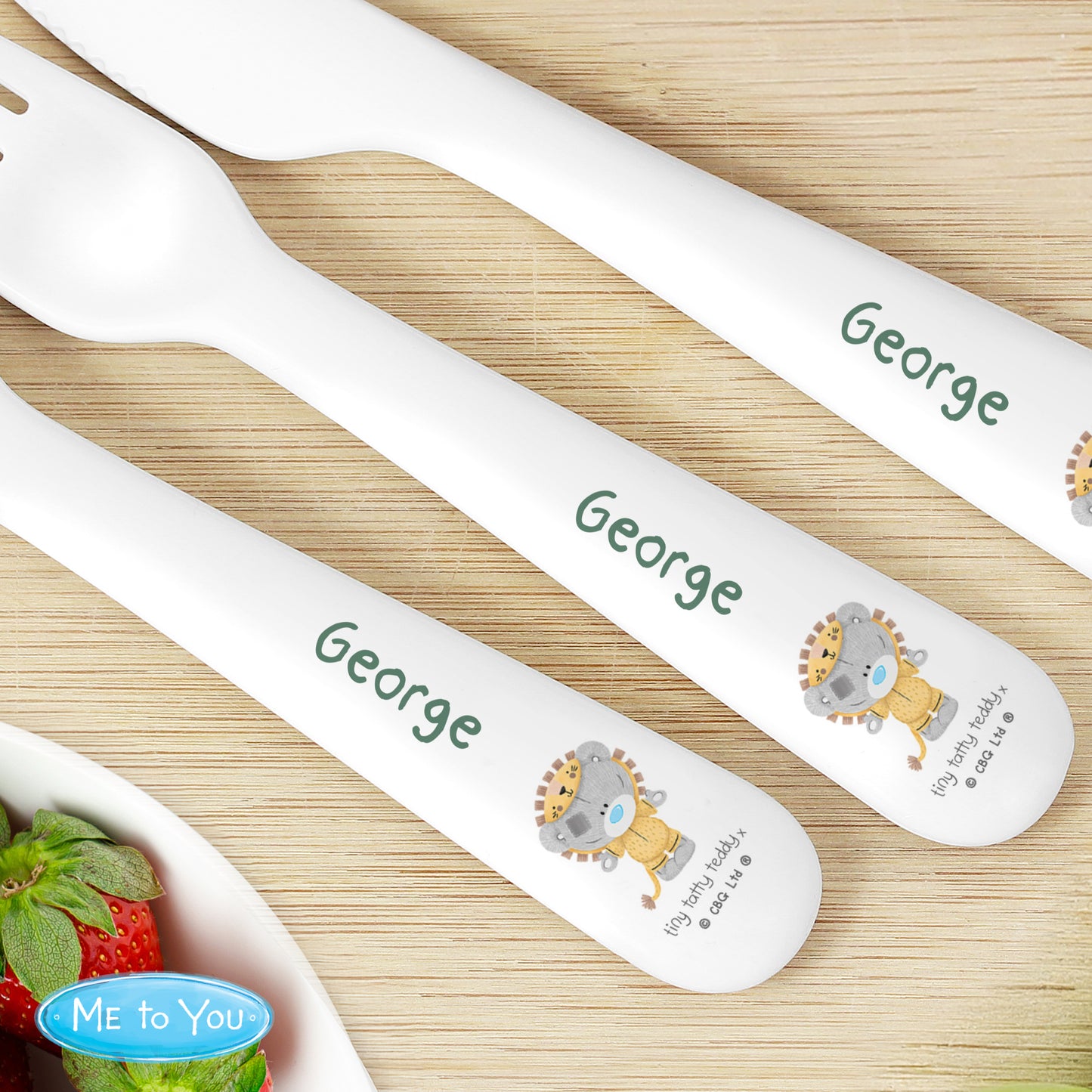 Teddy Jungle Animals Plastic 3 Piece Cutlery Set