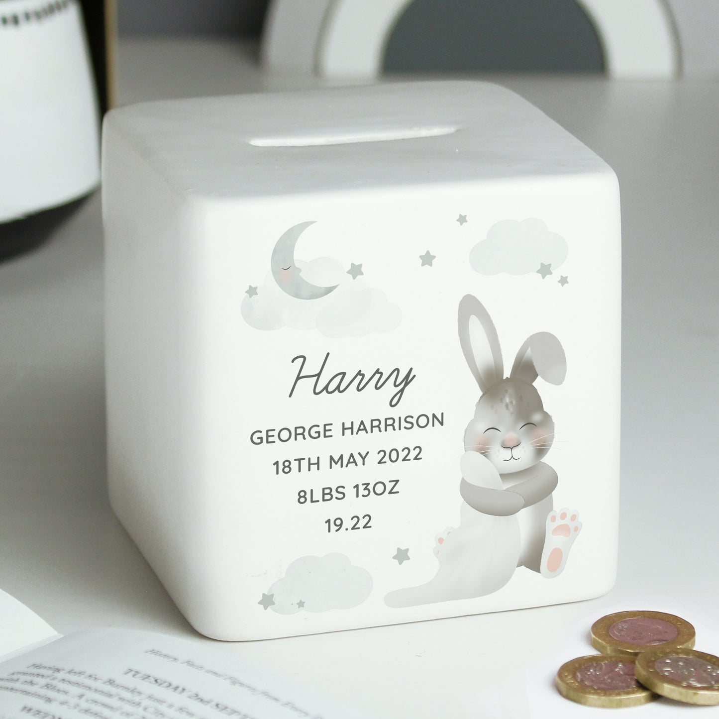 Baby Bunny Ceramic Square Money Box