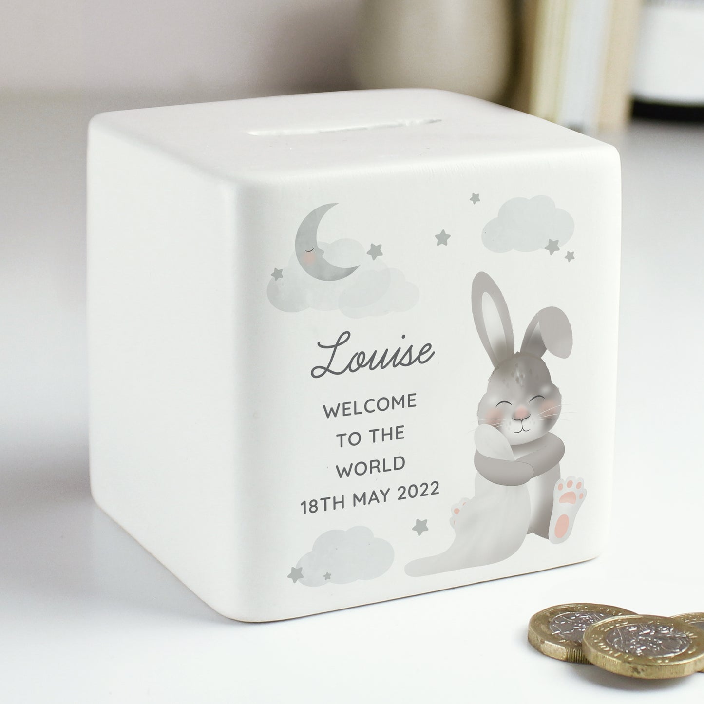 Baby Bunny Ceramic Square Money Box