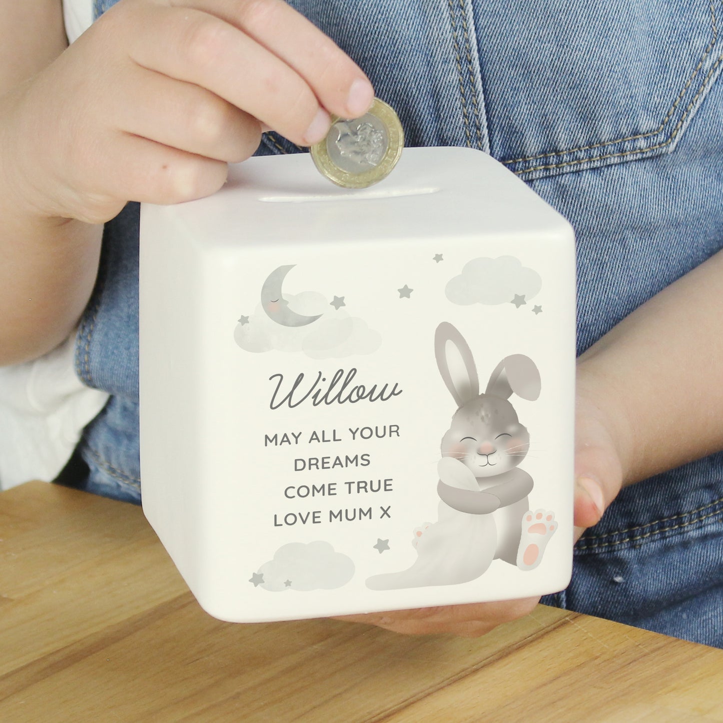 Baby Bunny Ceramic Square Money Box
