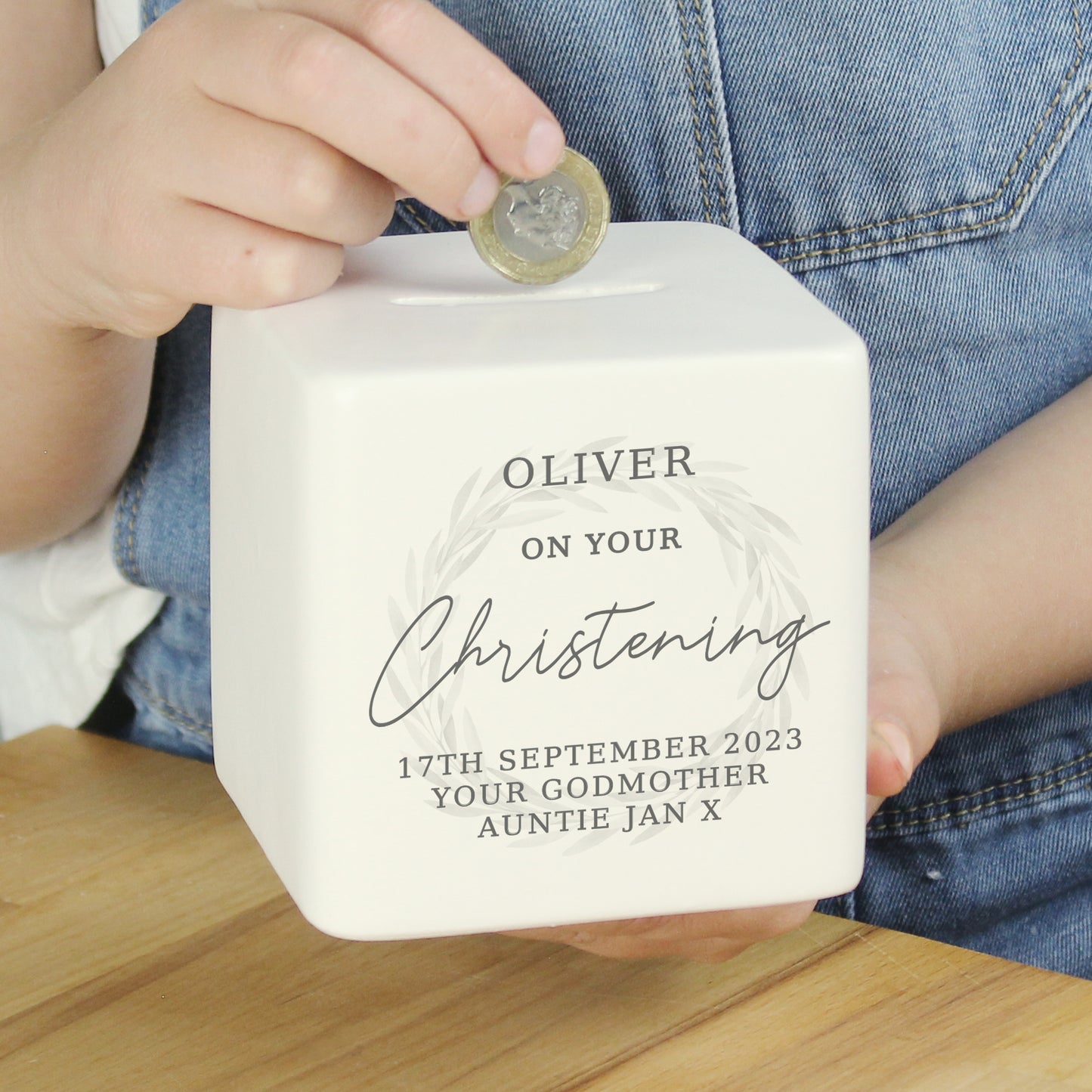 Christening Ceramic Square Money Box