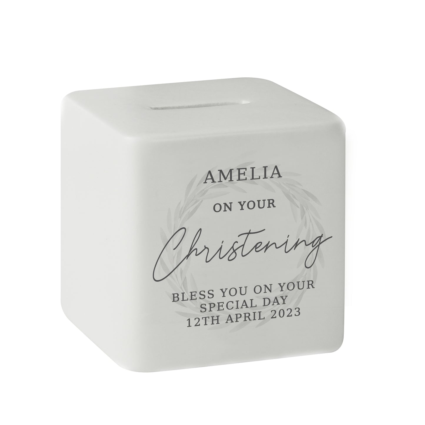 Christening Ceramic Square Money Box