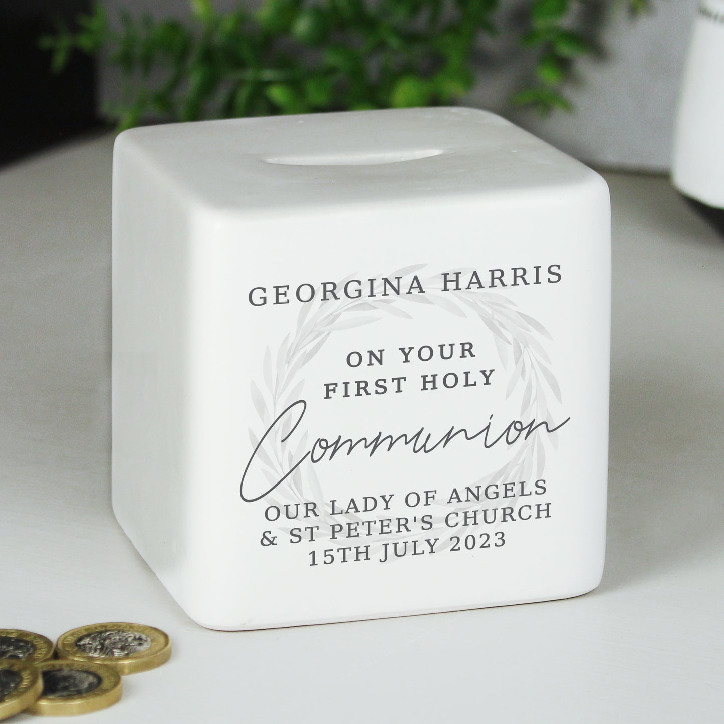 First Holy Communion Ceramic Square Money Box