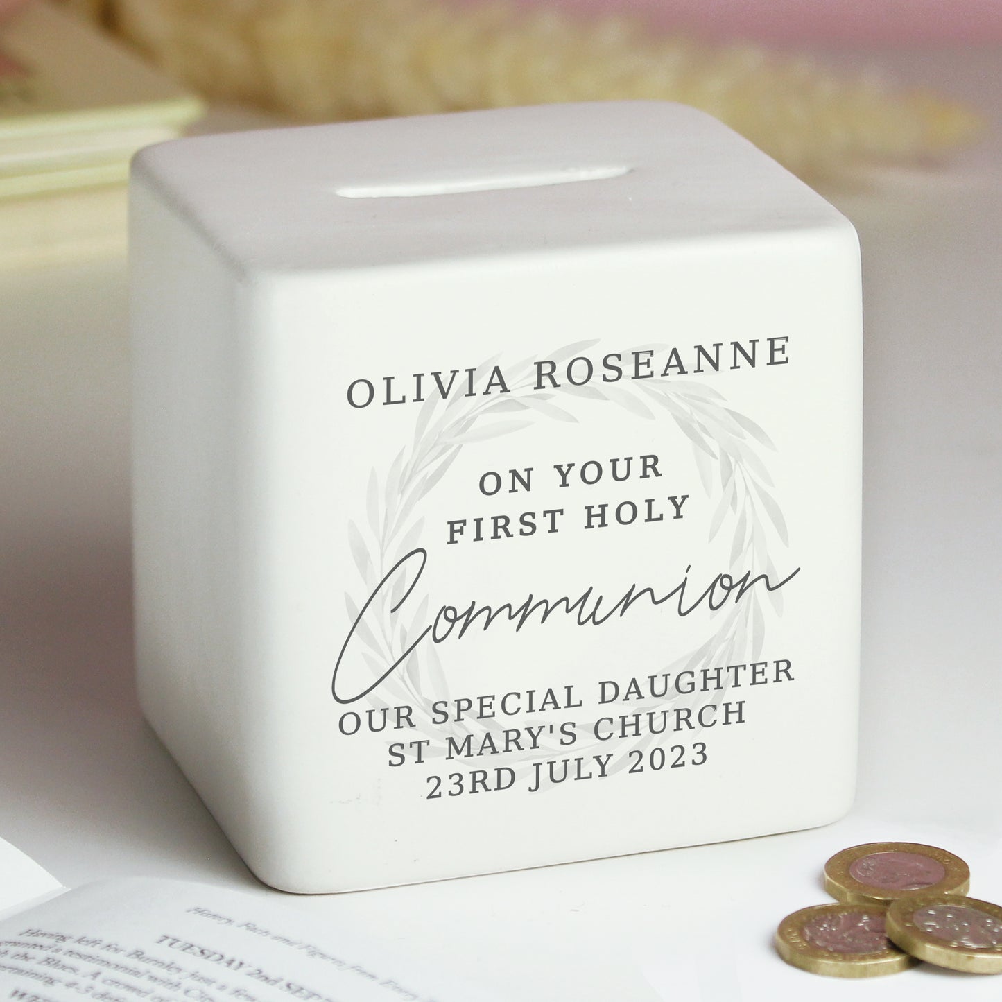 First Holy Communion Ceramic Square Money Box