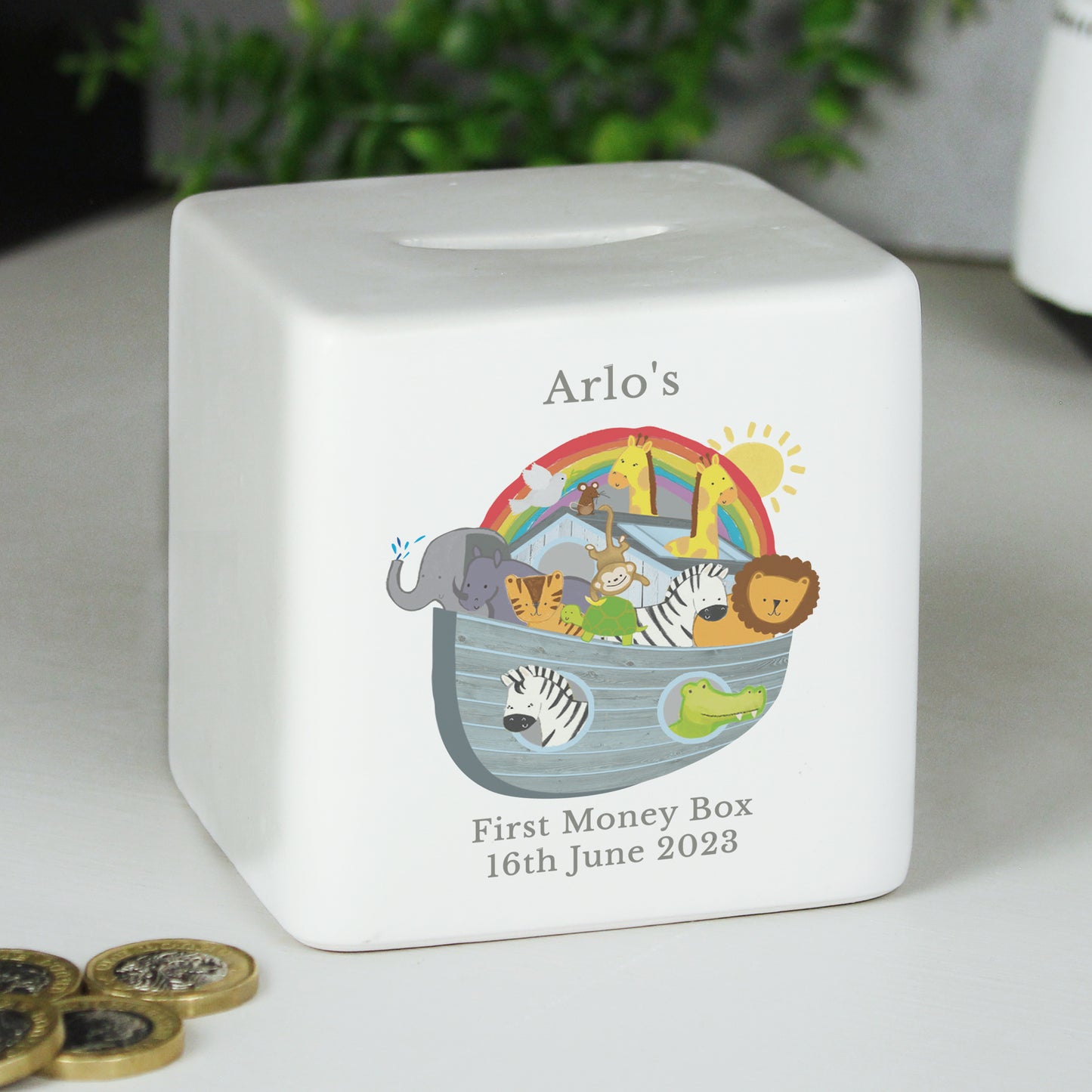 Noah's Ark Ceramic Square Money Box
