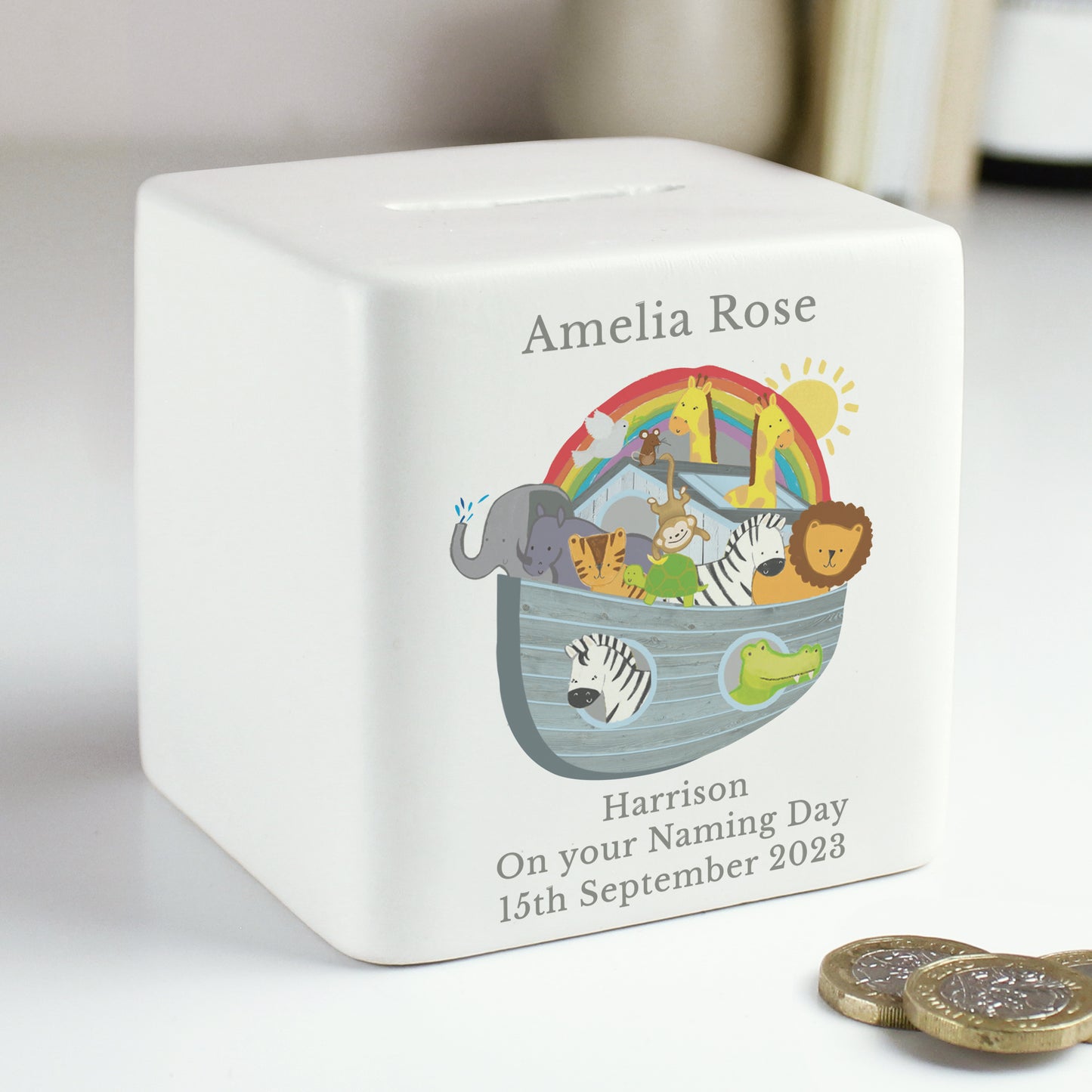 Noah's Ark Ceramic Square Money Box