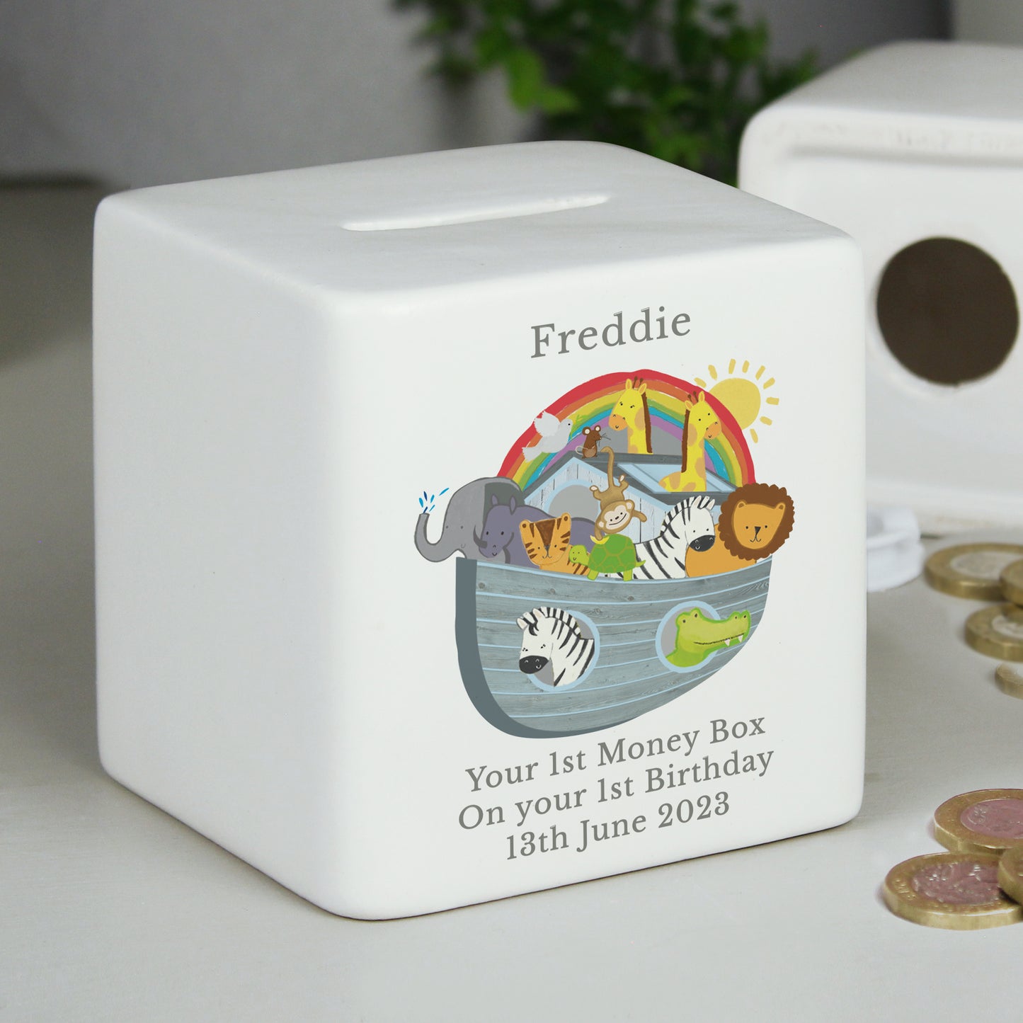 Noah's Ark Ceramic Square Money Box