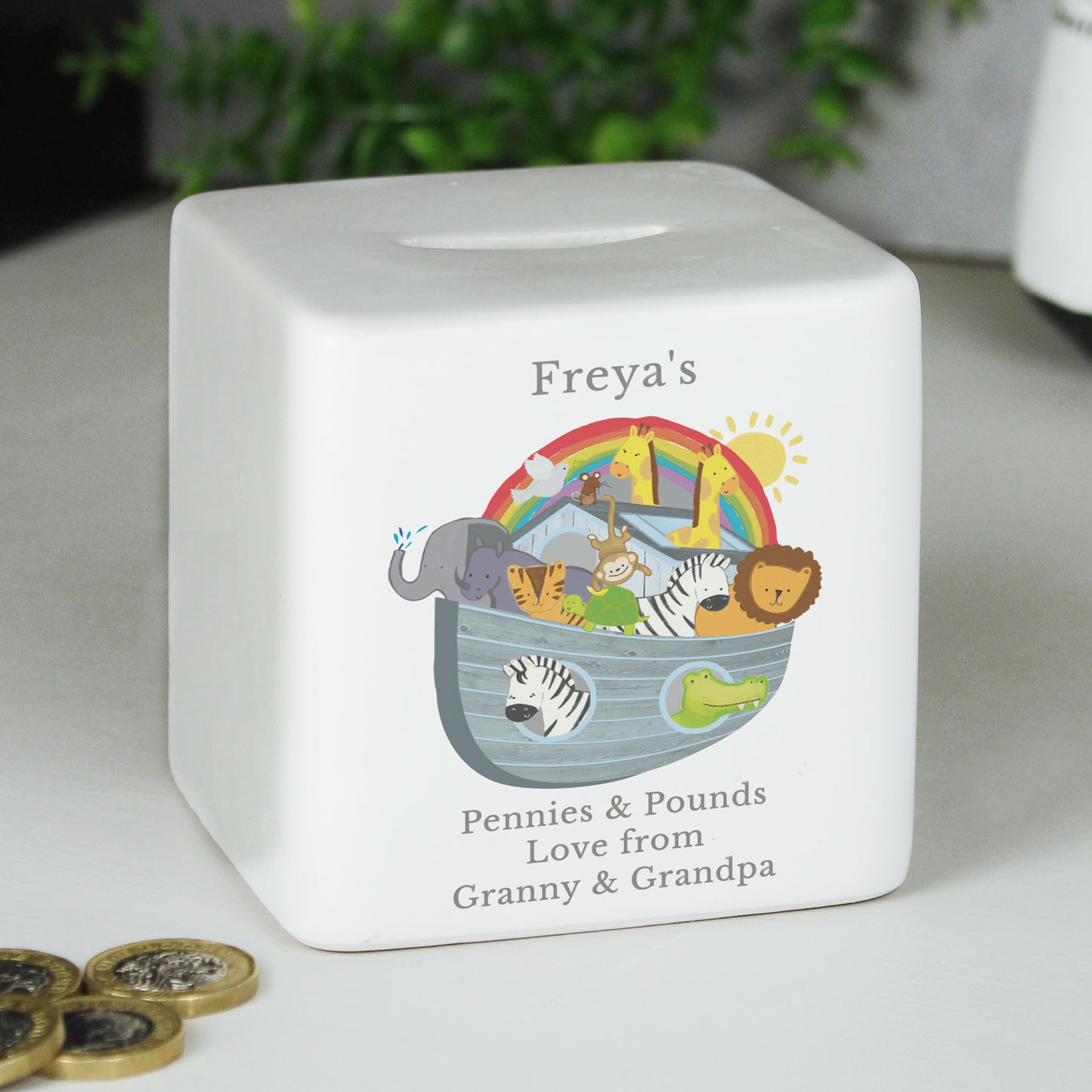 Noah's Ark Ceramic Square Money Box