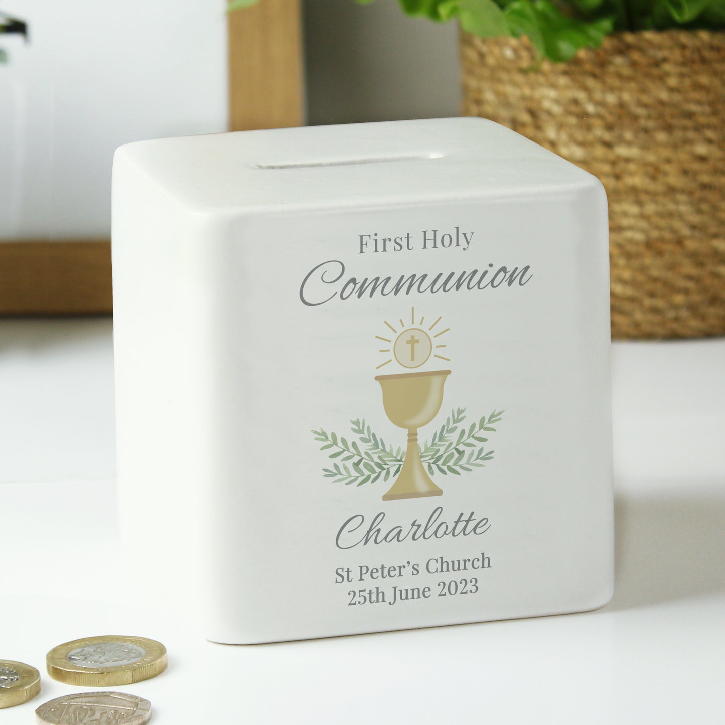 First Holy Communion Ceramic Square Money Box