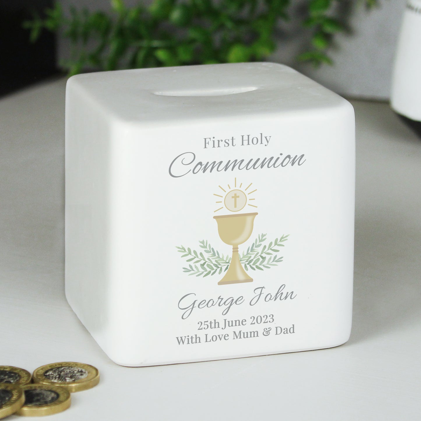 First Holy Communion Ceramic Square Money Box