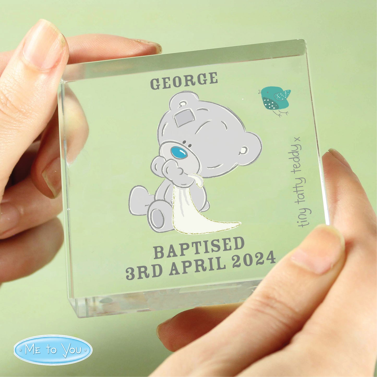 Tiny Tatty Teddy Christening Crystal Token